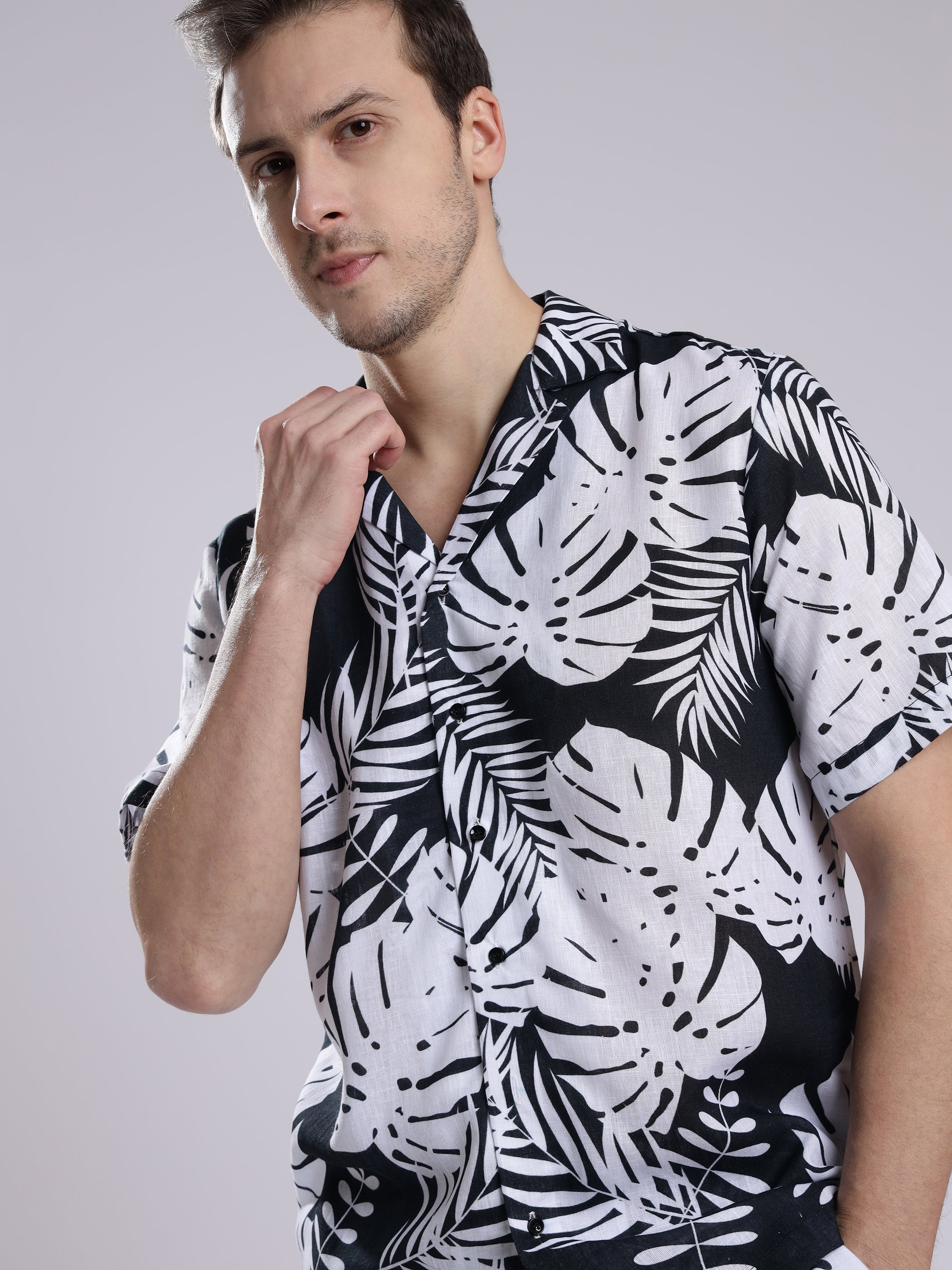 White Leaf Men Unisex Linen Men's Shorts Co-Ord Set by Brand Black Jack