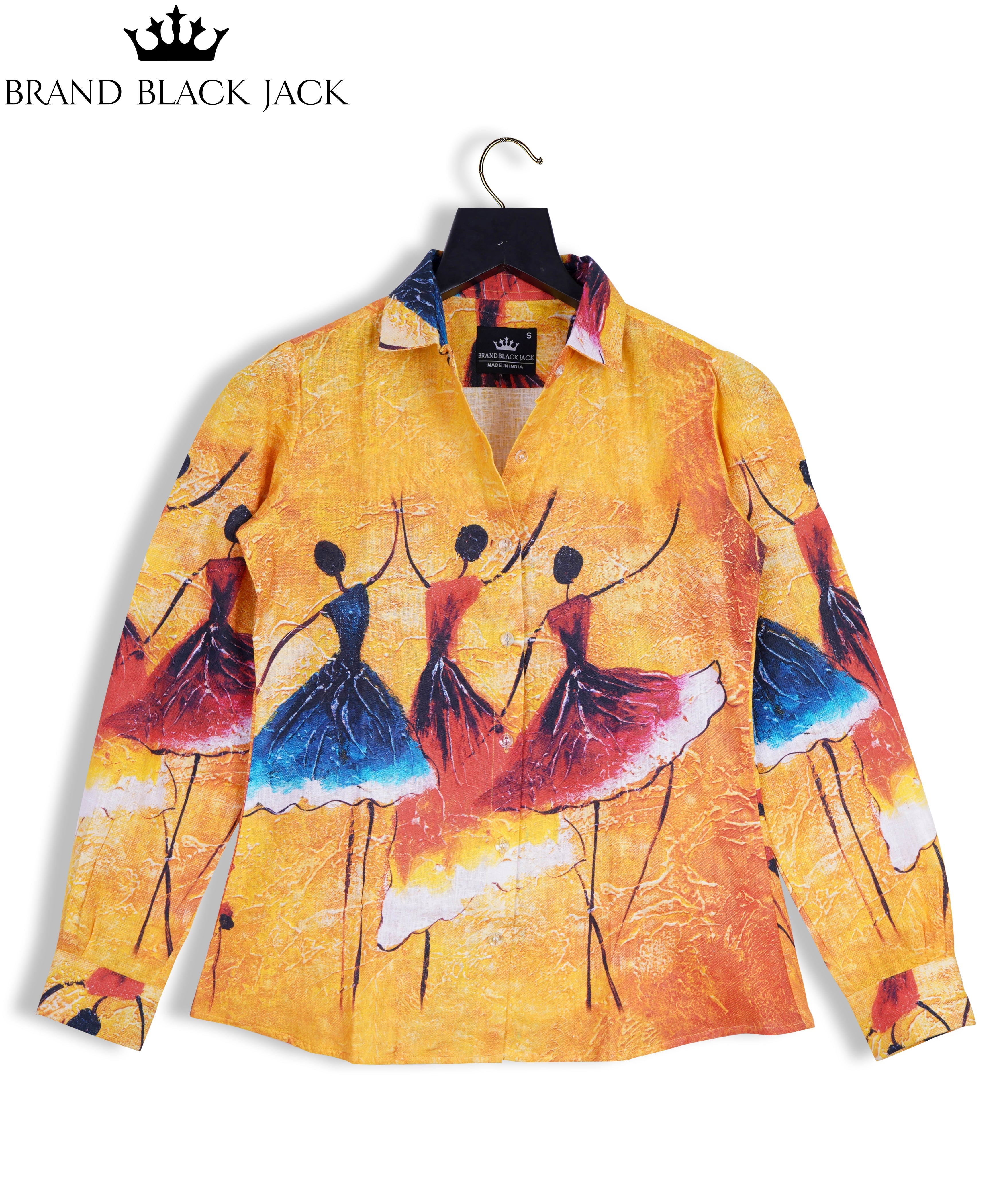 Spanish Dance Oil Painting Print by Spanish Artist Women Linen Shist by Black Jack