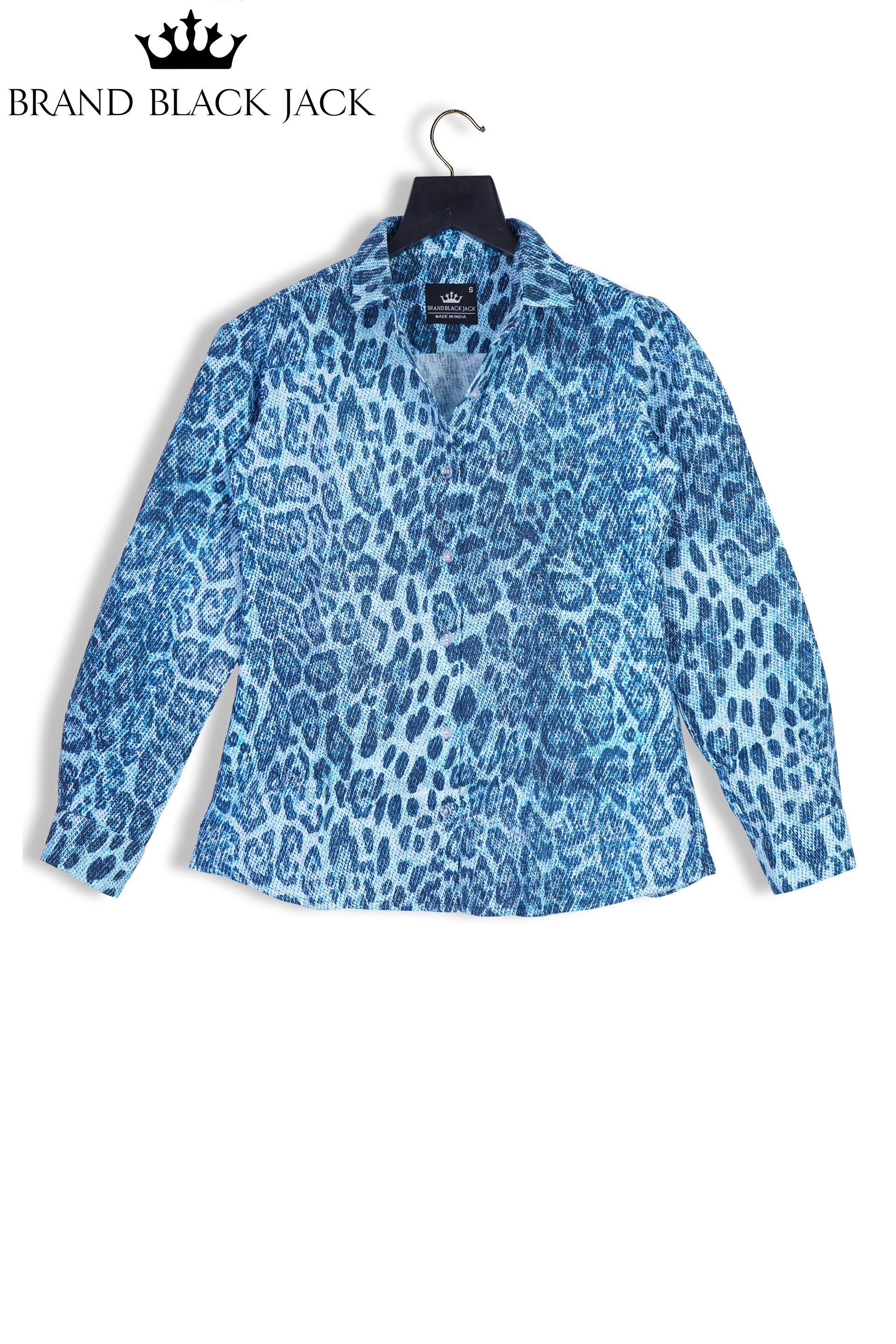 Linen Seamless pattern fashion style, Animal print, Faded effect skin leopard, cheetah or panther, Abstract indigo pattern, Blue color, jeans texture for design prints Printed Shirt By Brand Black Jack