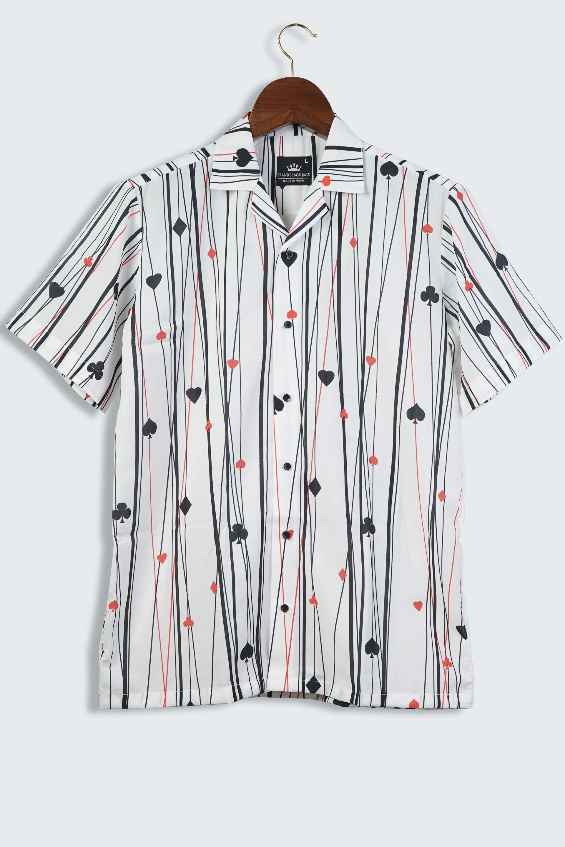 Cuban Abstract poker Print Striped Style Mens Printed Shirt by Black Jack