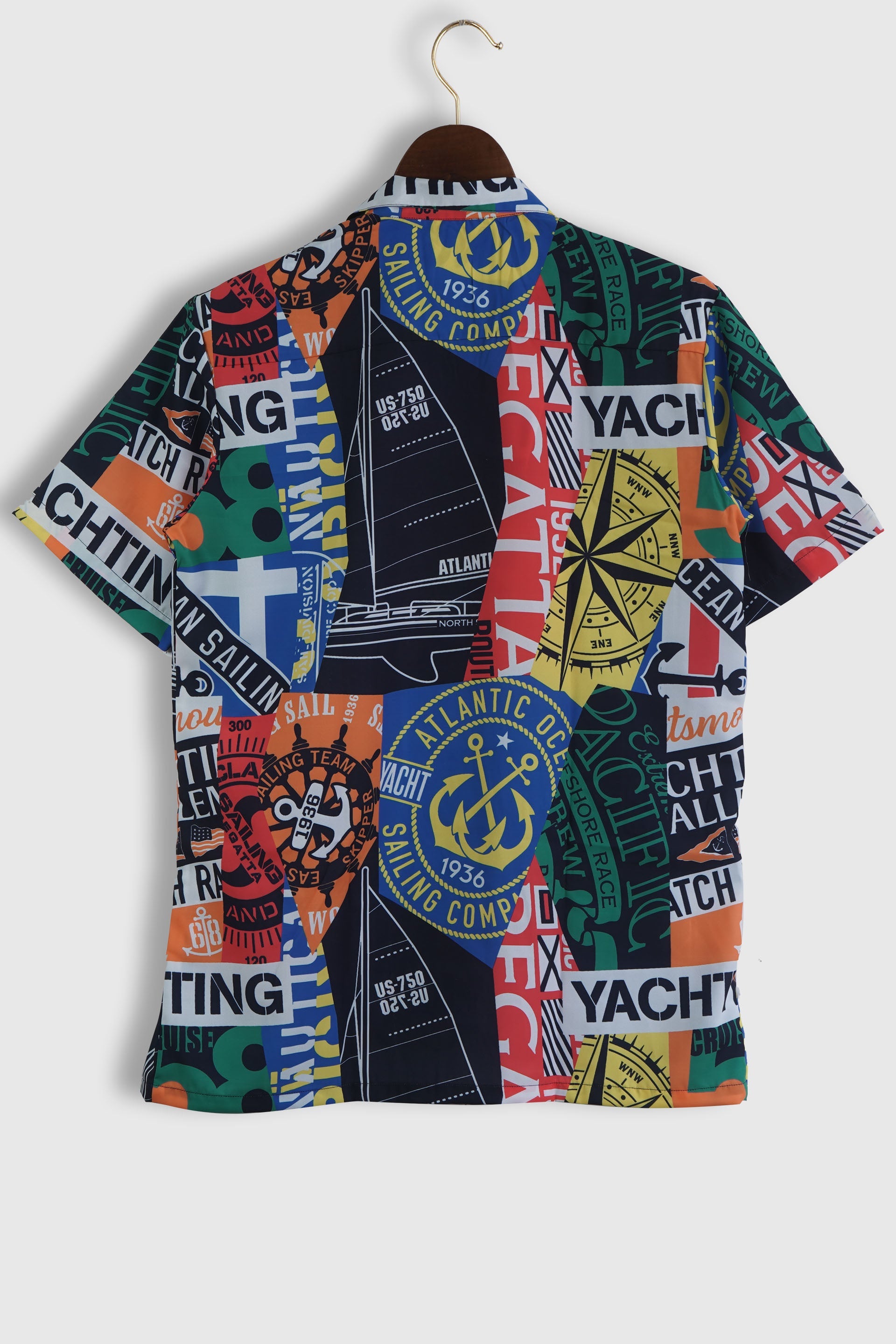 Nautical Style Marine Sailing Vintage Printed Mens Shirt by Black Jack for Worldwide Trip