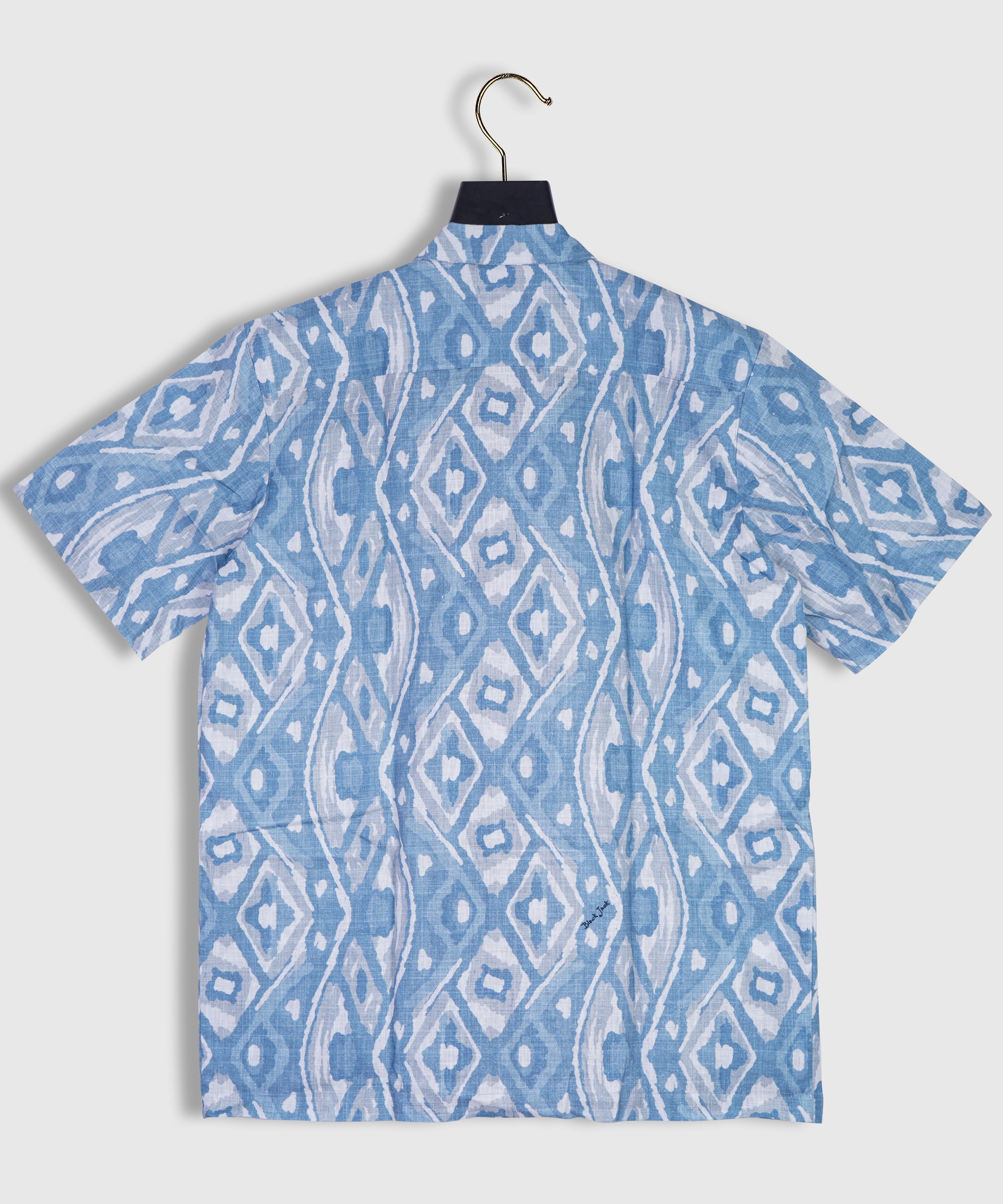 Seamless french farmhouse linen summer block print, Provence blue gray linen rustic pattern texture, Shabby chic style old woven flax blur Printed Shirt By Brand Black Jack