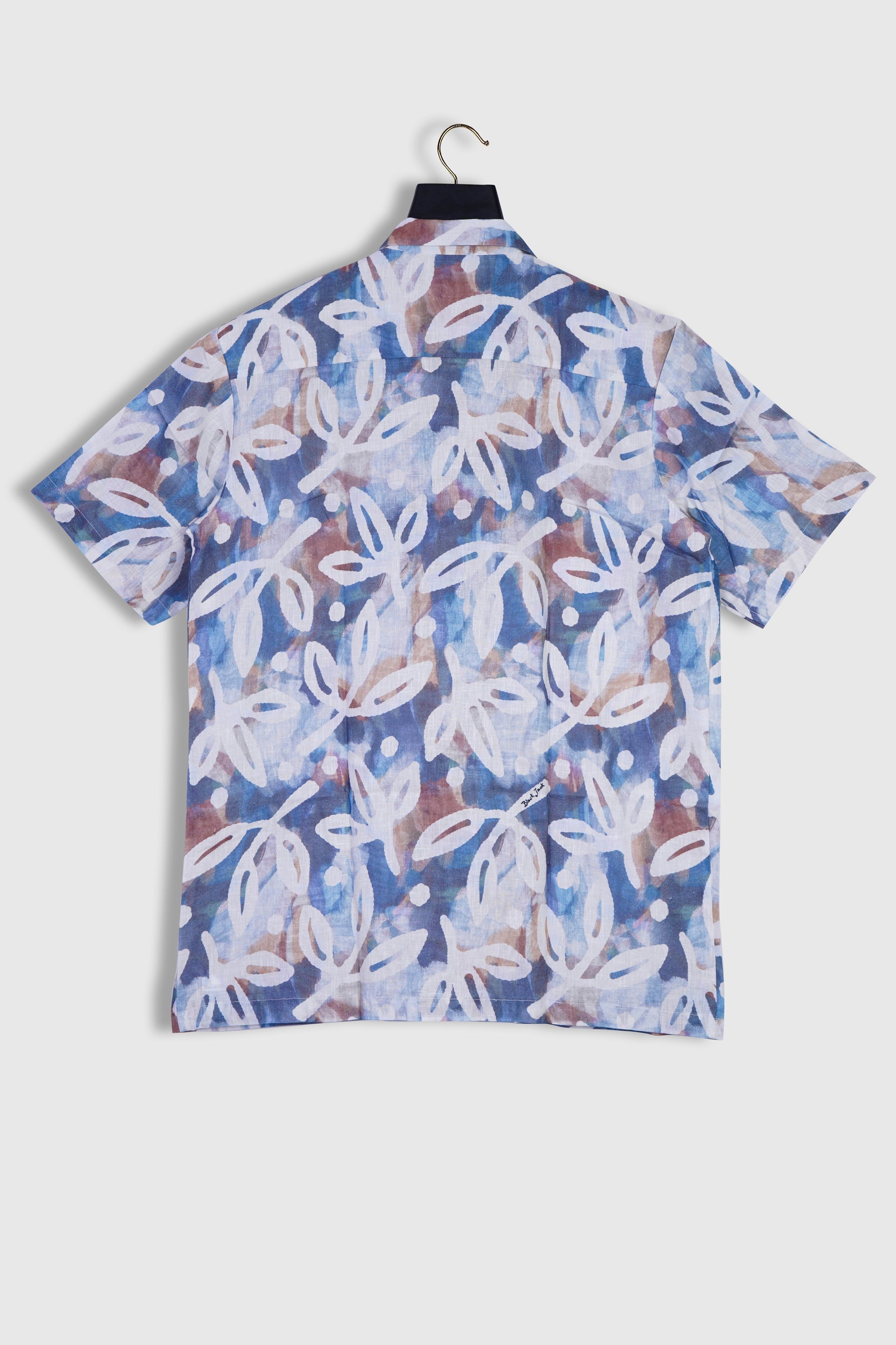 Mens Leaf  Mix print Half Sleeve Printed Linen Shirt By Brand Black Jack