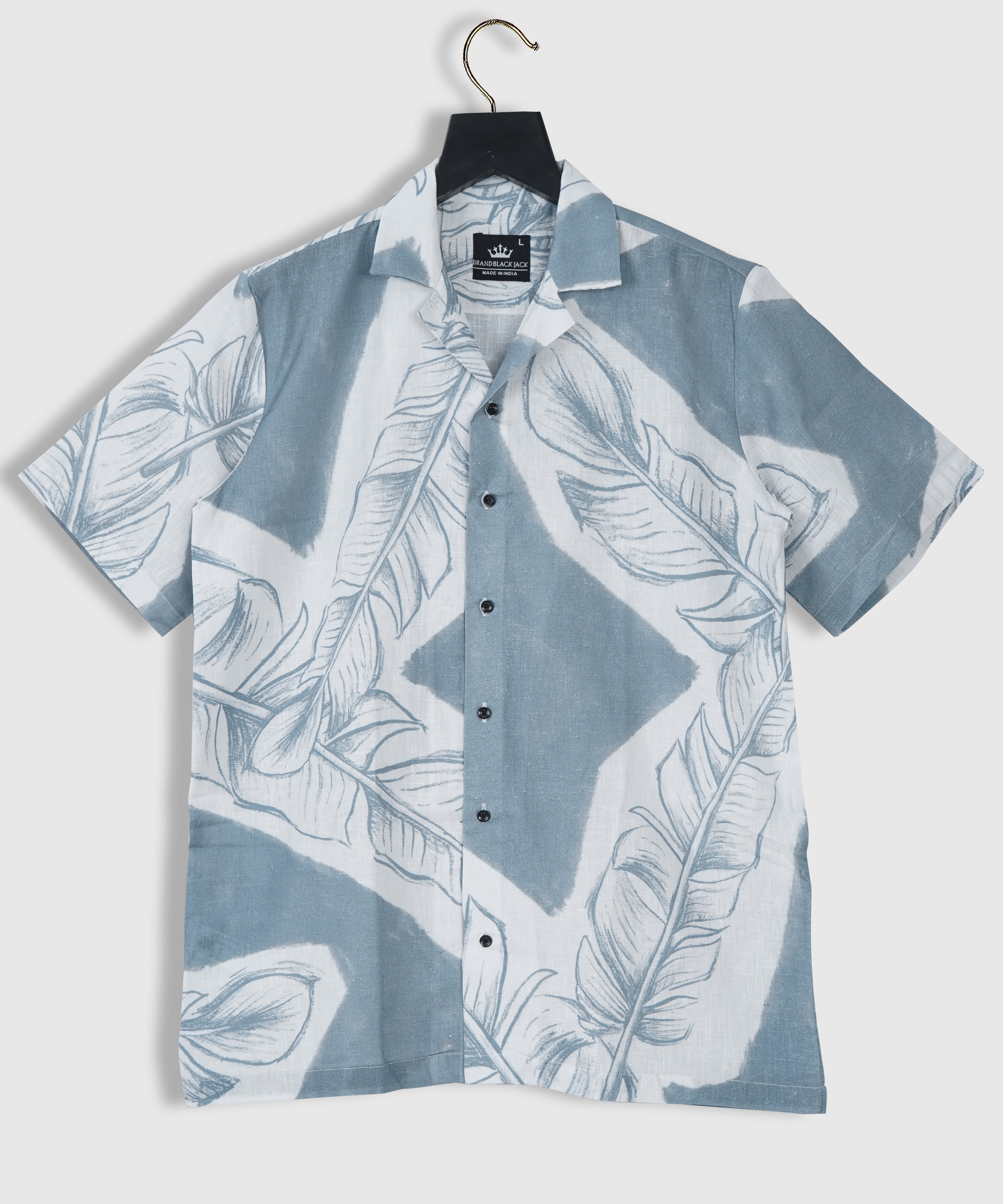 Linen Cuban Leaf nature design presentation Unique Good Moodbord Printed Shirt By Brand Black Jack