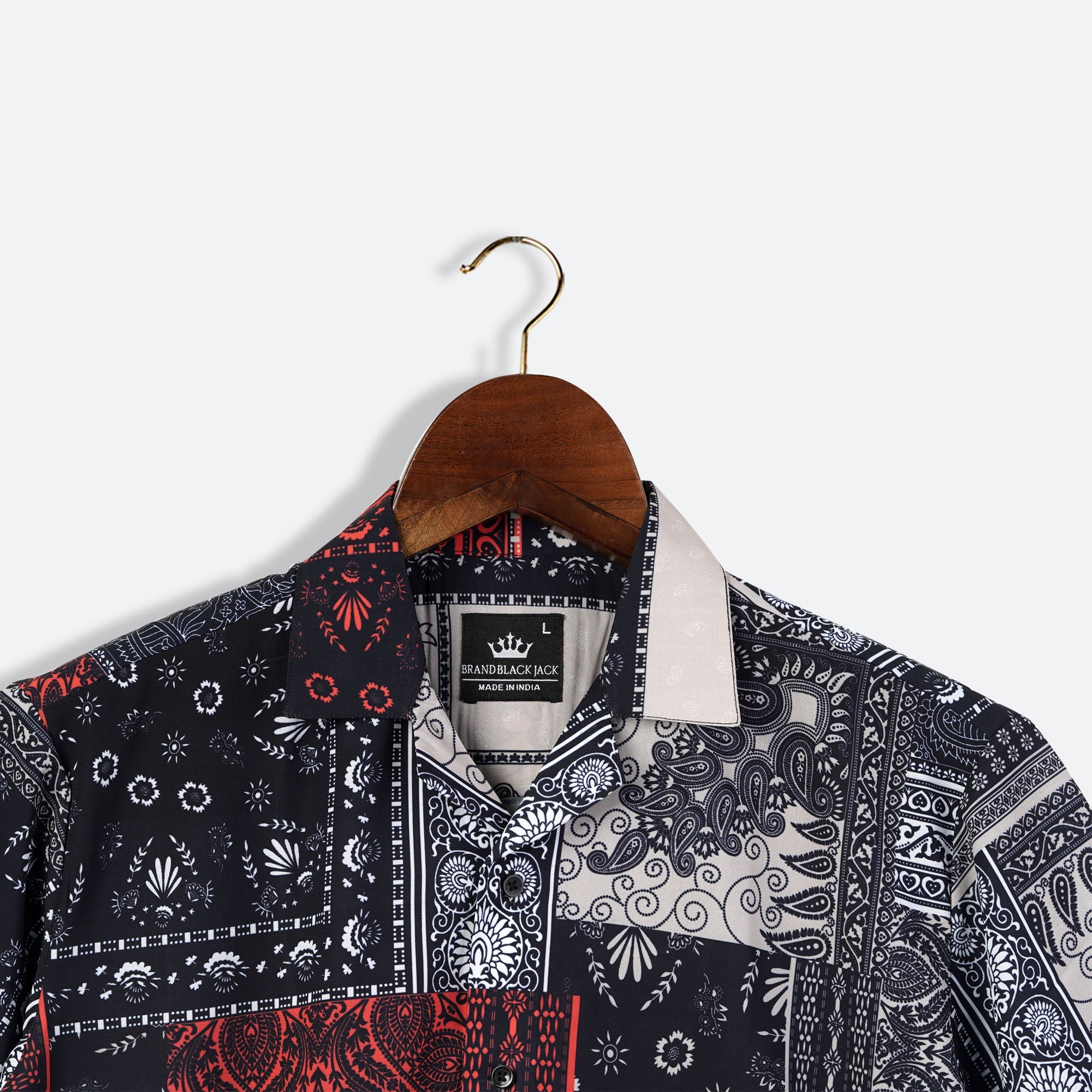 Bandana Patchwork Print Mens Printed Shirts by Black Jack