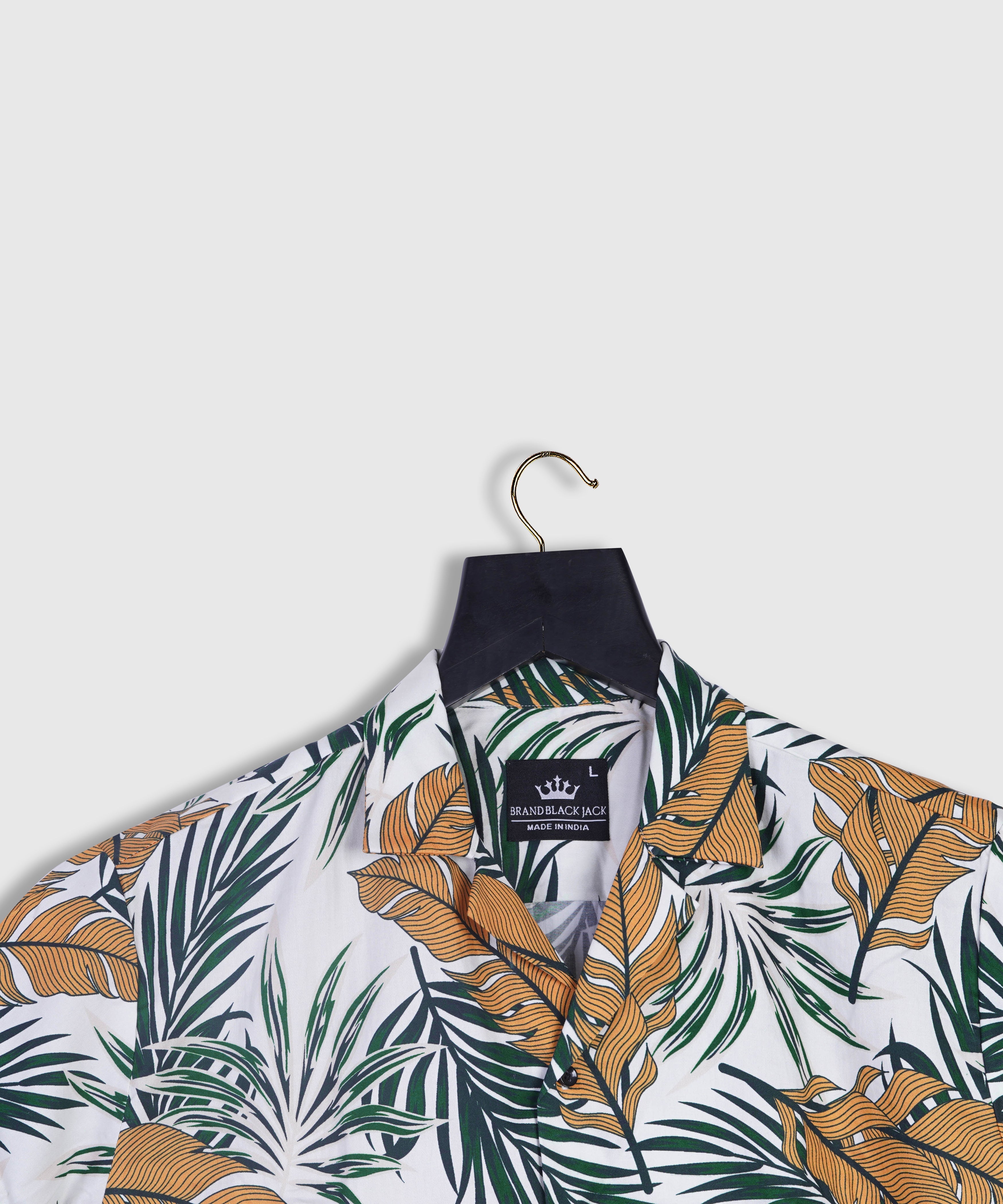 Pure Cotton Leaf Printed Multi Color Shirt For Man By Brand Black Jack