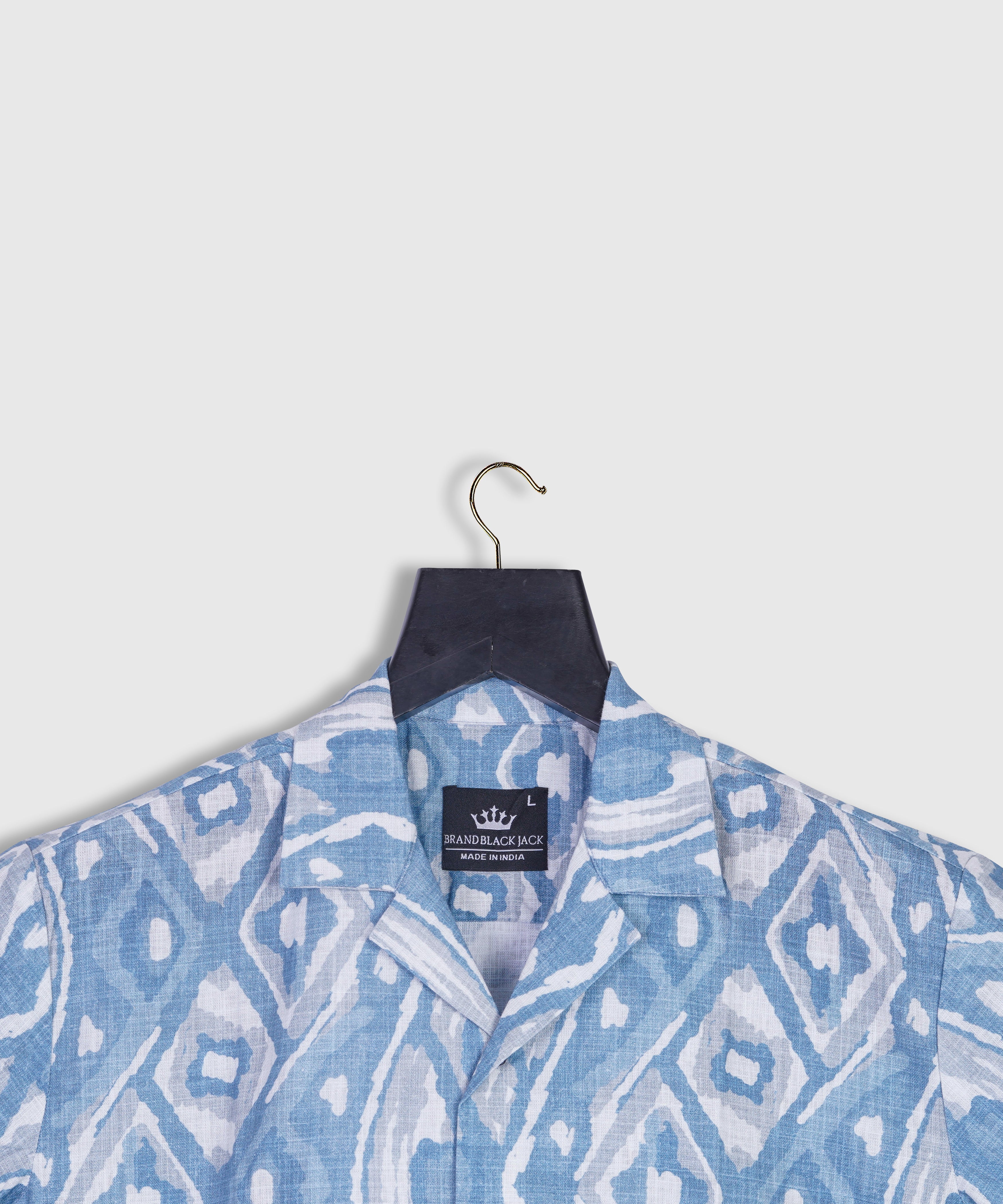 Seamless french farmhouse linen summer block print, Provence blue gray linen rustic pattern texture, Shabby chic style old woven flax blur Printed Shirt By Brand Black Jack