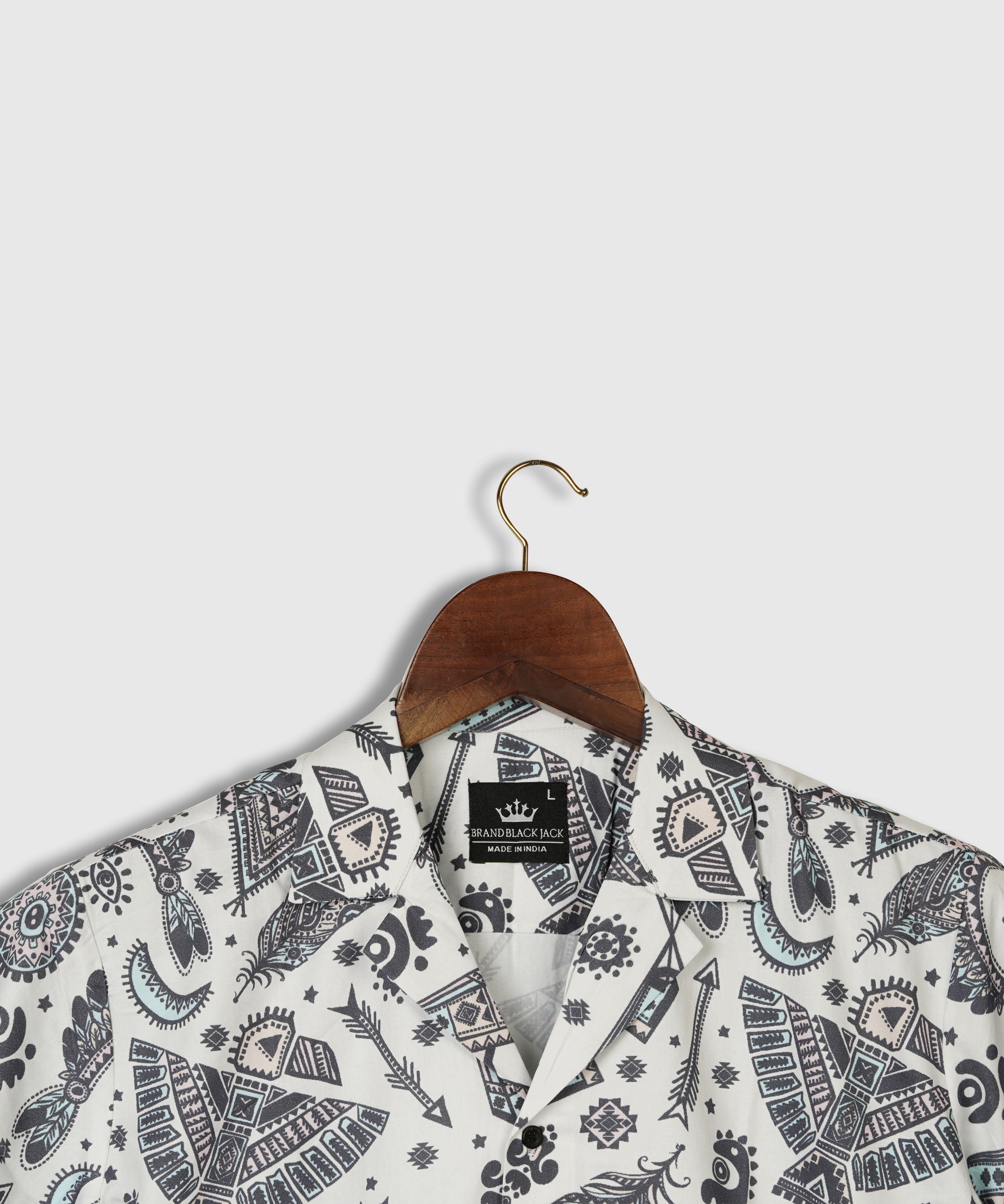 Native American Indian Symbols Printed Pure Cotton Mens Shirt by Brand Black Jack