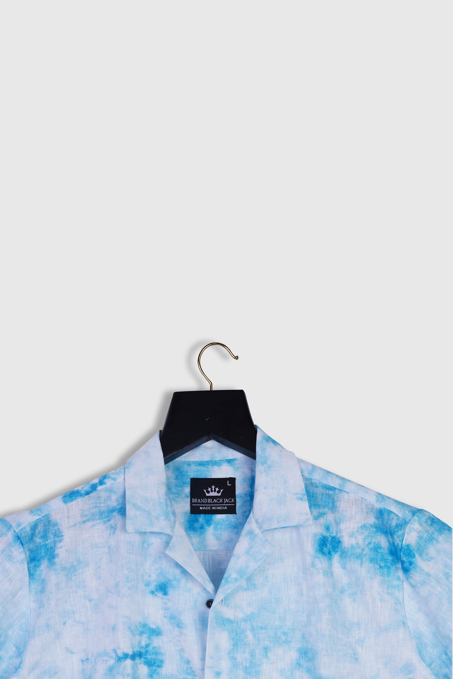 Pure Linen Colorfull Tie Die Smoke Sky Blue Color Printed Men Full Sleeve Shirt By Brand Black Jack