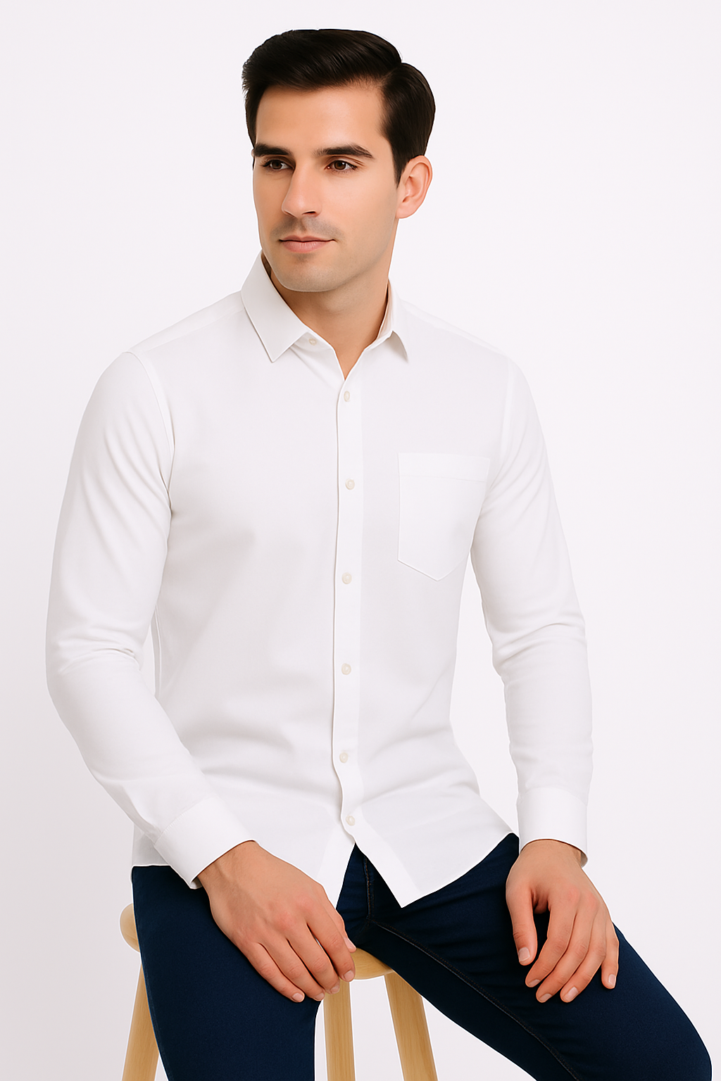 White Formal Shirt for Men – 100% Pure Cotton | Premium Slim Fit by Brand Black Jack