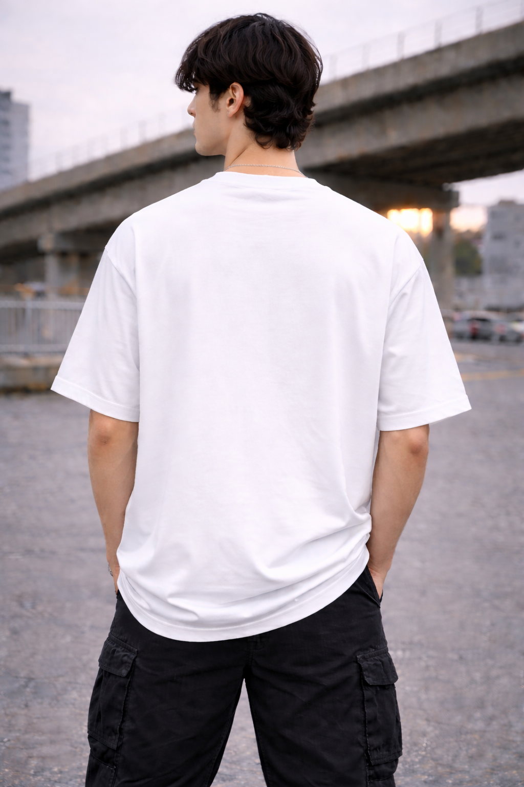Brand Black Jack Travel Postcard Print Oversized T-Shirt (White) | Premium Cotton