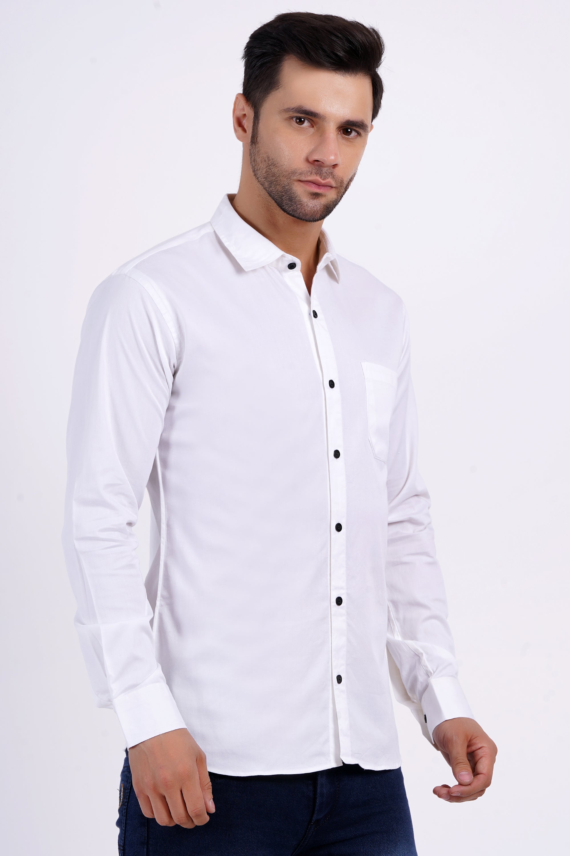 White Formal Shirt for Men – 100% Pure Cotton | Premium Slim Fit by Brand Black Jack