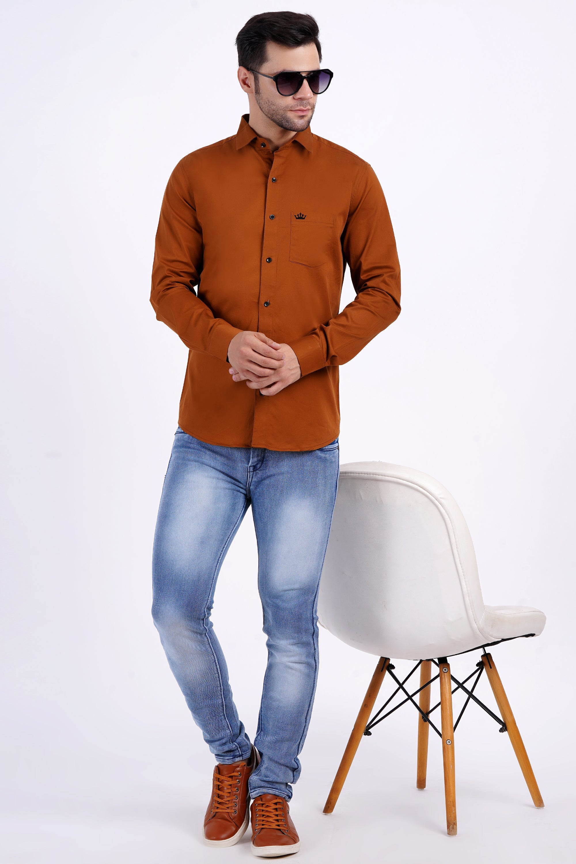 Color Cotton Shirts For Men Coffee Color Men's Cotton Shirt Full
