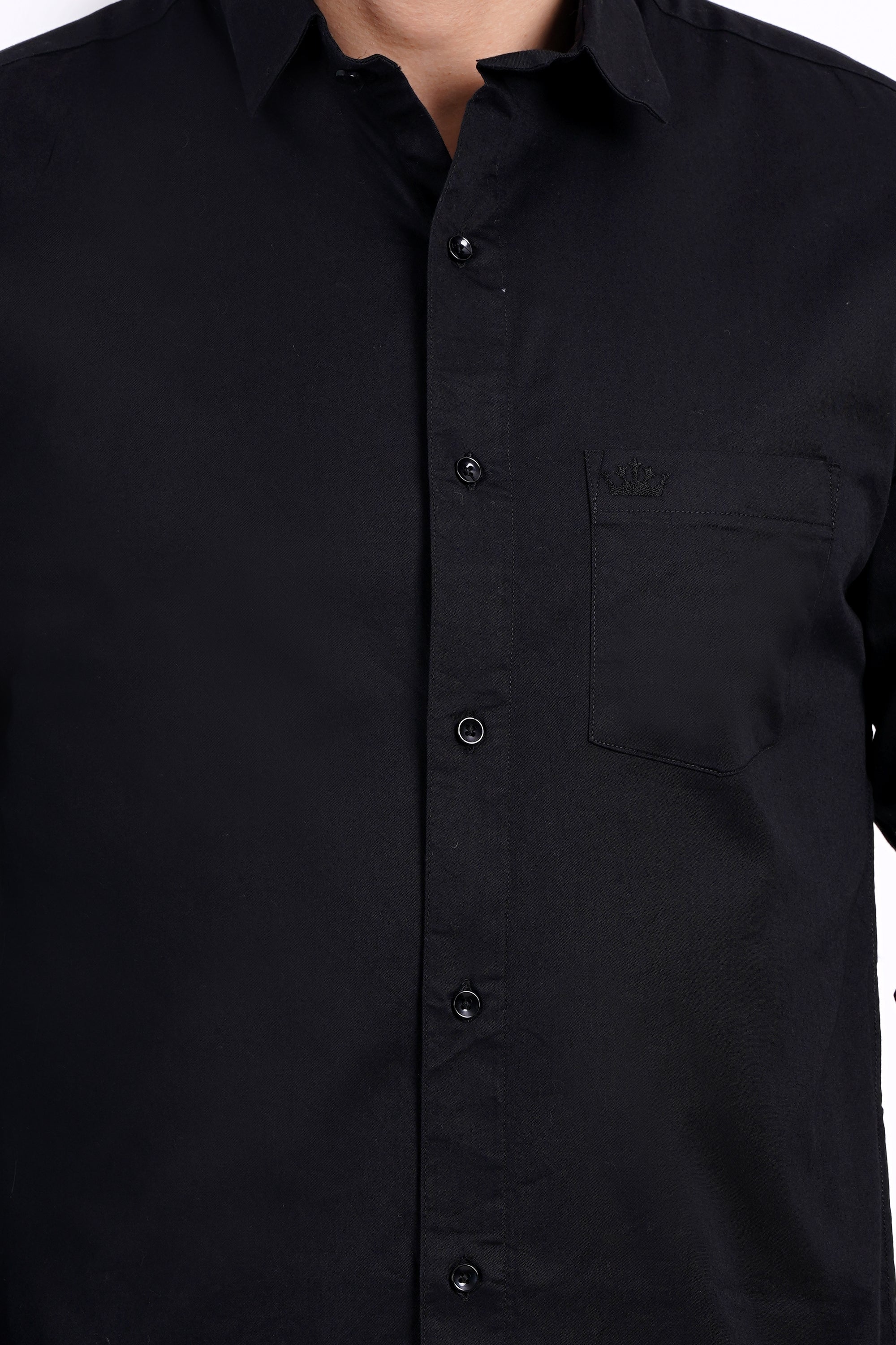 Black Cotton Shirt for Men – Full Sleeve Plain Shirt | 100% Cotton by Brand Black Jack