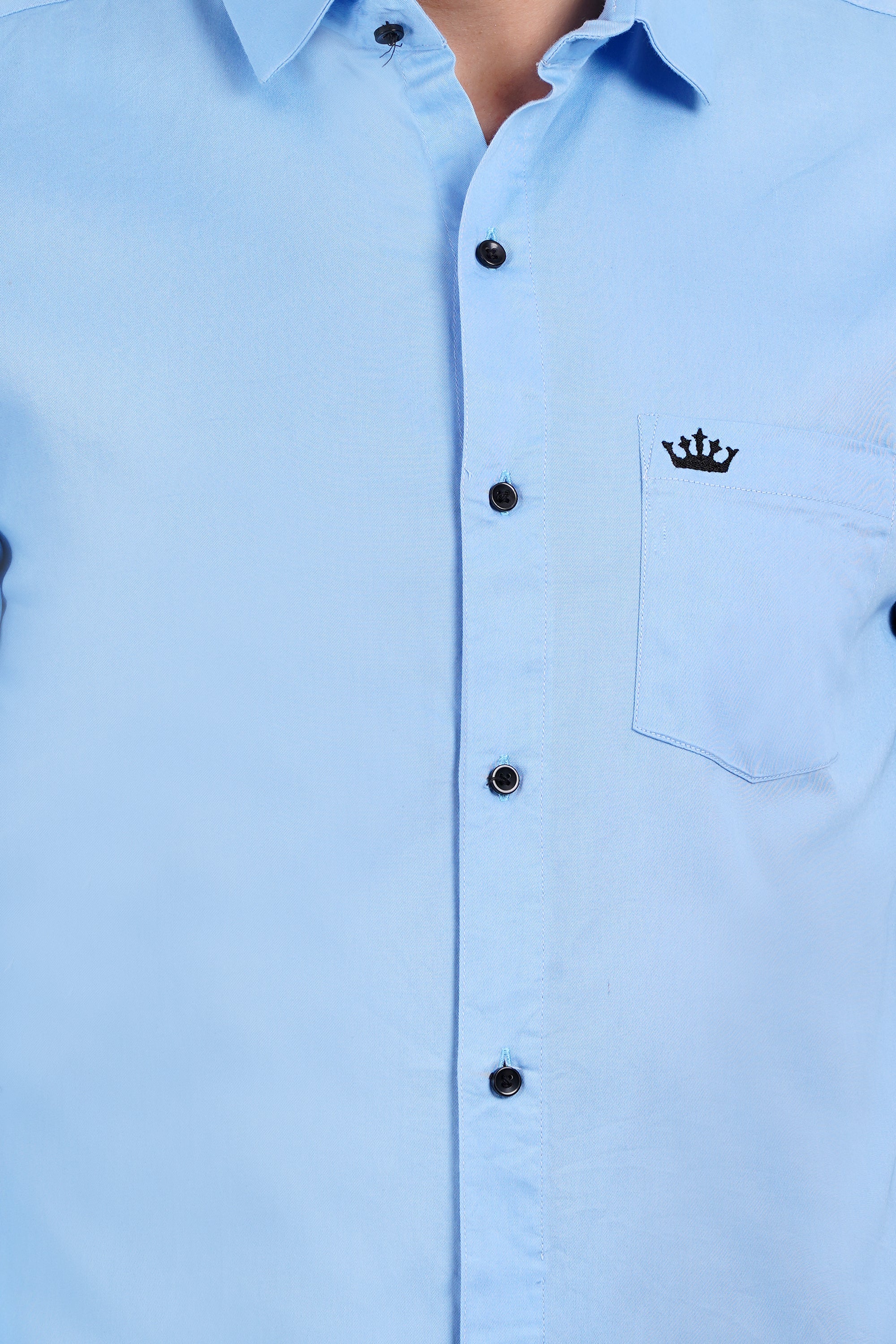 Sky Blue Color Men's Cotton Shirt Full Sleeve Plain Shirts For Men