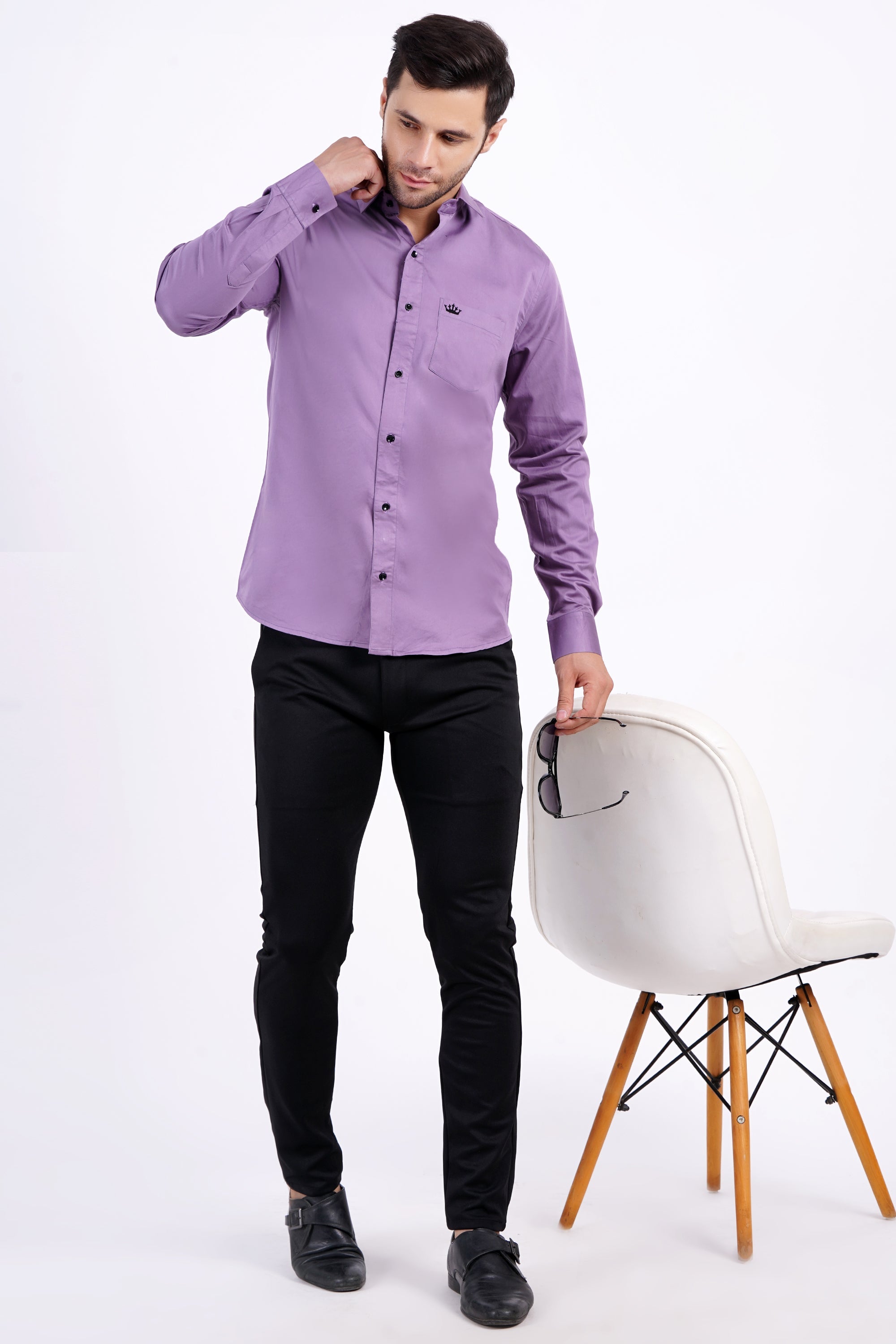 purple dress shirt with black pants Black & Purple Diamond Patterned Shirt Cosiani
