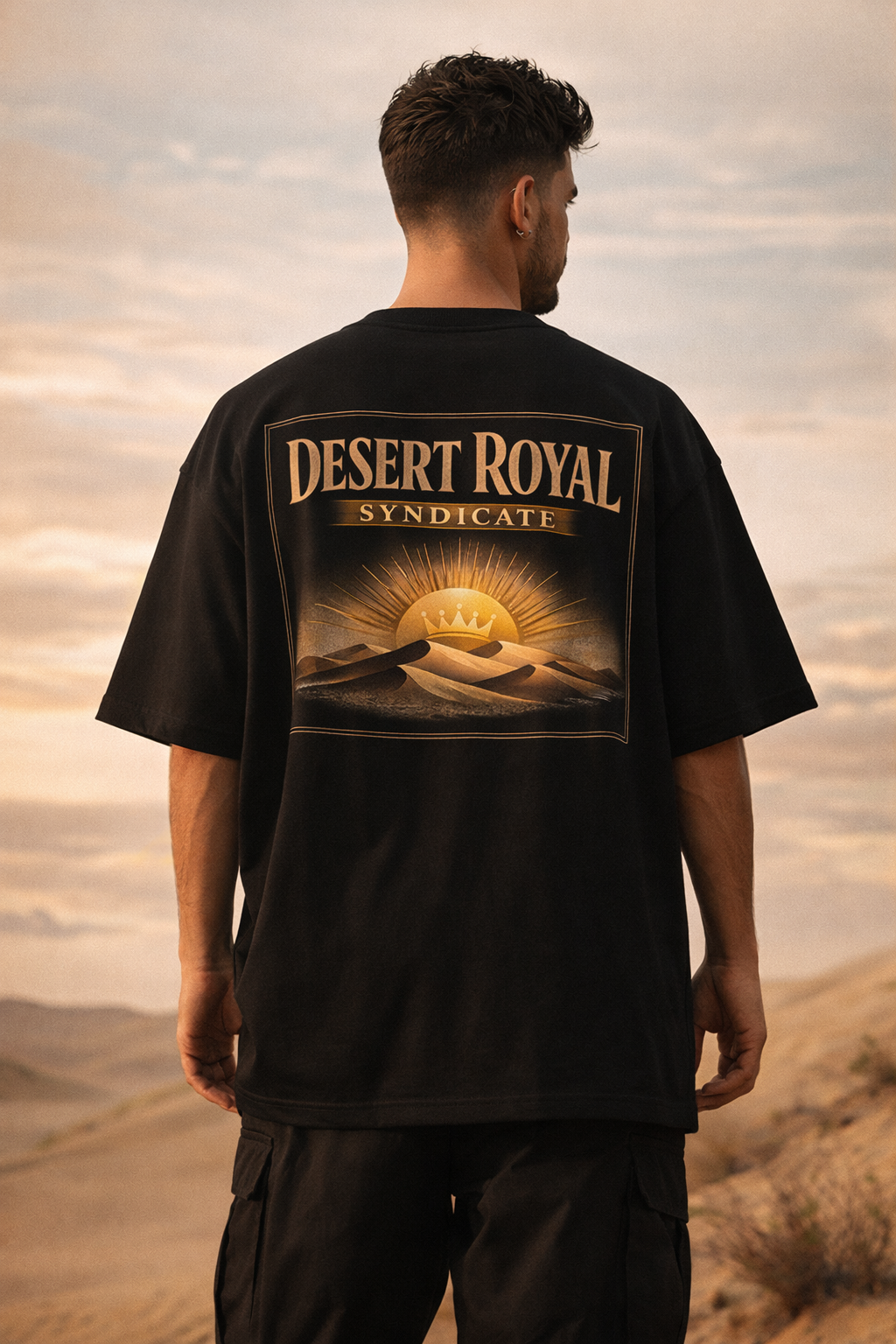 Men’s Black Oversized Drop Shoulder T-Shirt – Desert Royal Syndicate Streetwear