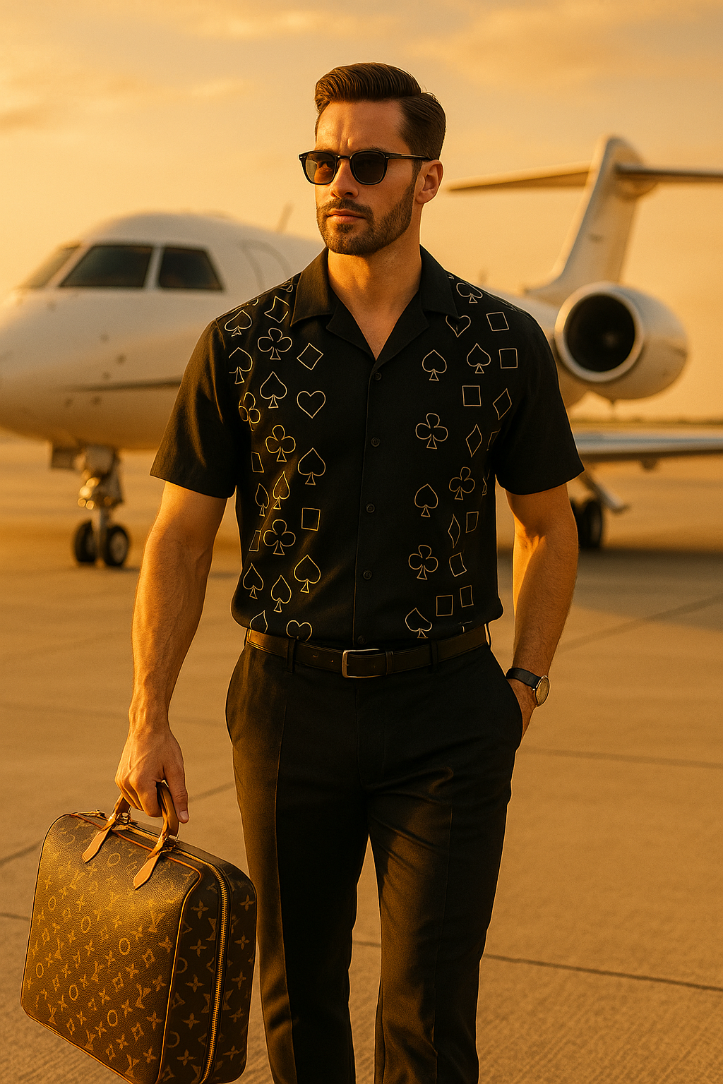 Pure Linen Black Pocker Pattern Printed Shirt For Men By Brand Black Jack