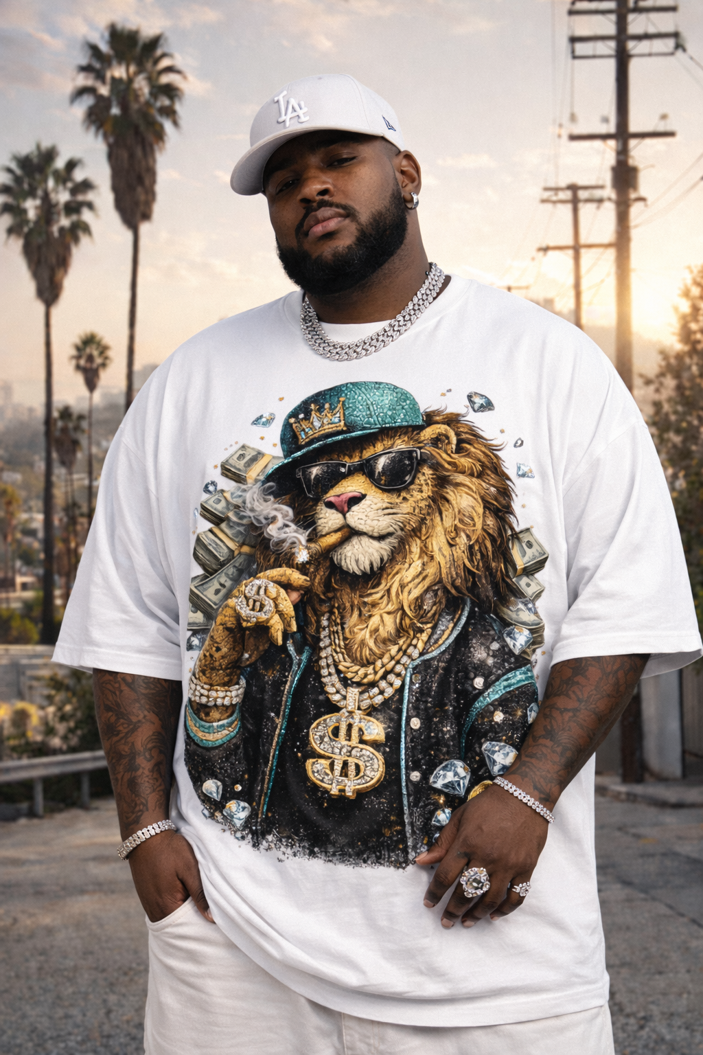 Urban Money Lion Oversized Graphic T-Shirt