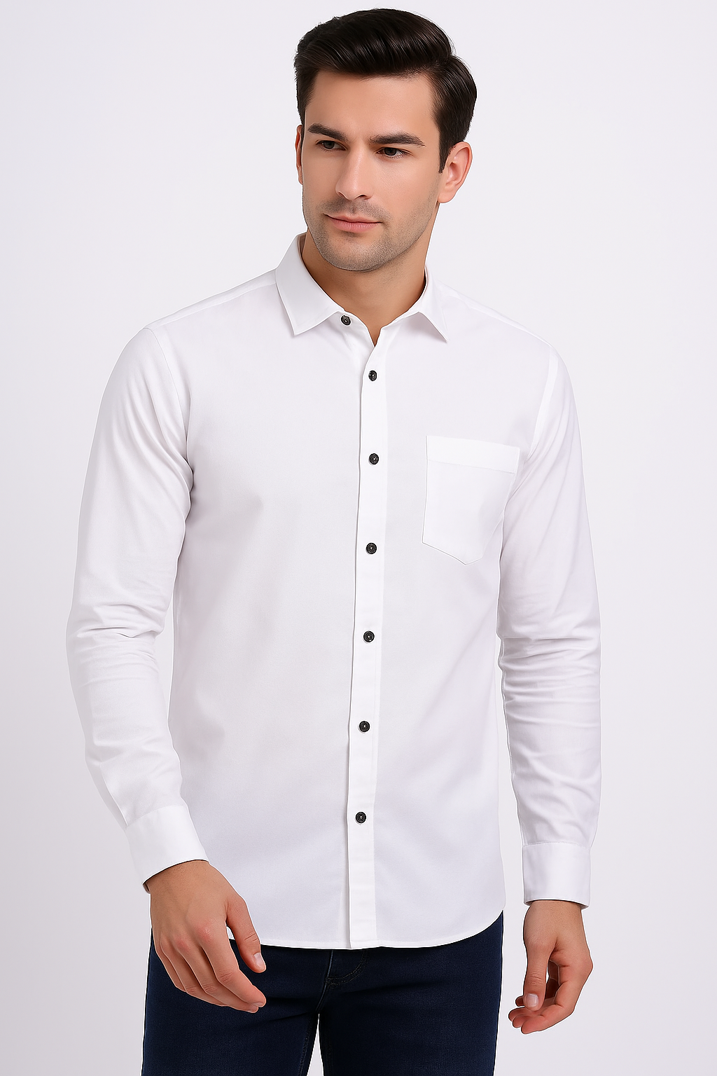 White Formal Shirt for Men – 100% Pure Cotton | Premium Slim Fit by Brand Black Jack