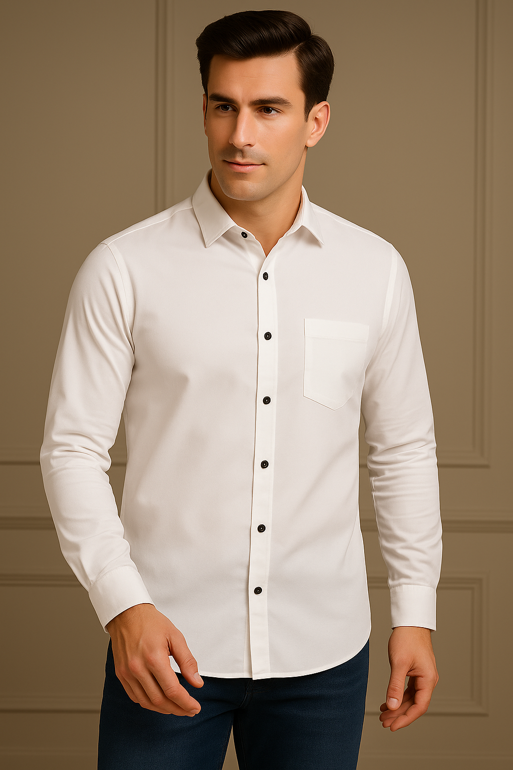 White Formal Shirt for Men – 100% Pure Cotton | Premium Slim Fit by Brand Black Jack