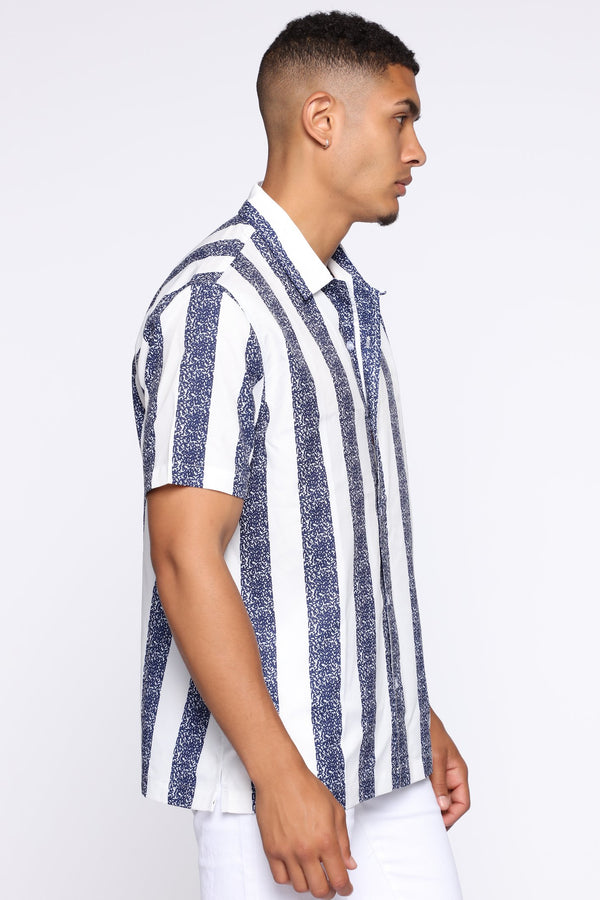White Color Roman Short Sleeve Men's Cuban Coller Printed Shirt