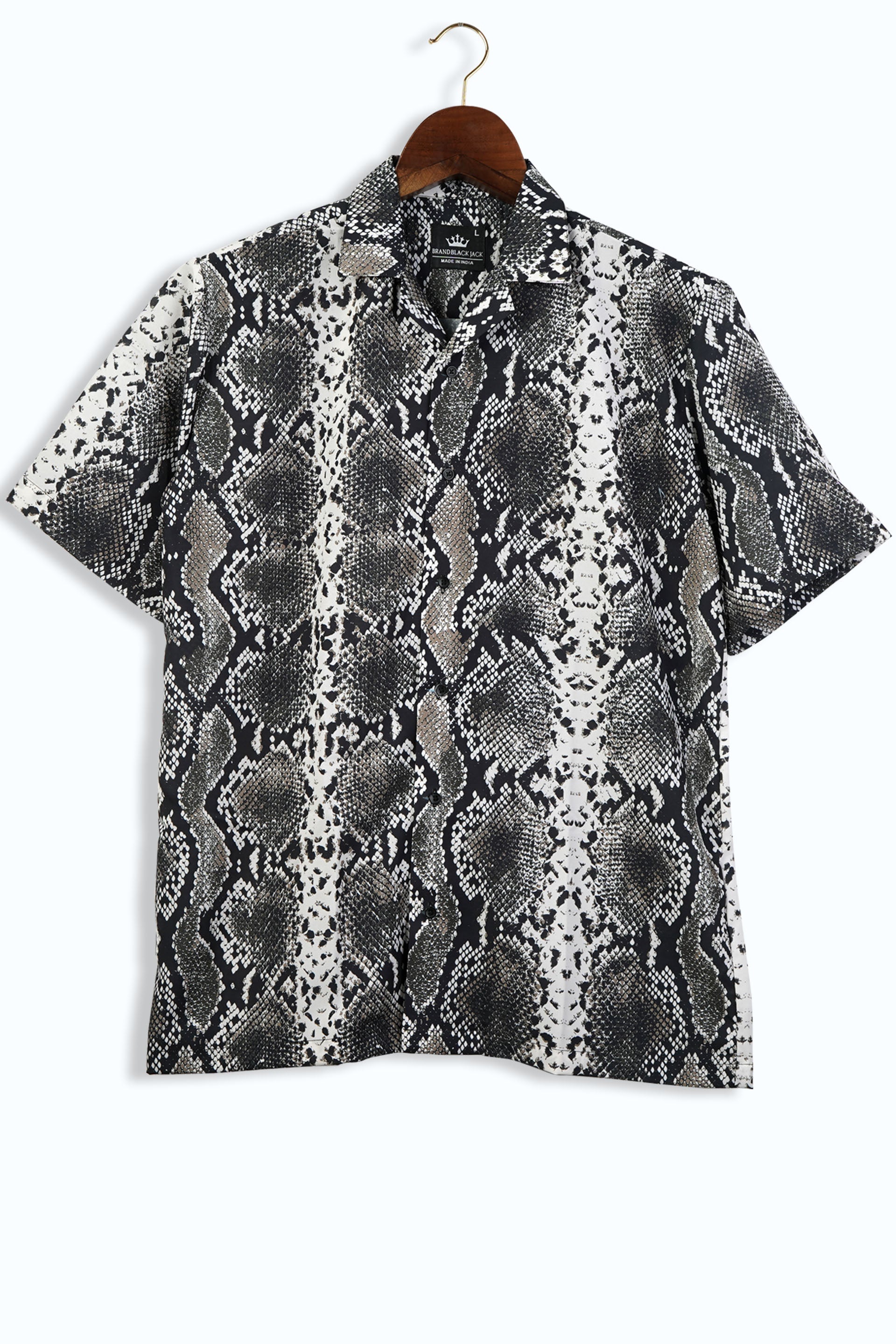 Cuban Style Snake Pattern Mens Printed Shirt by Black Jack