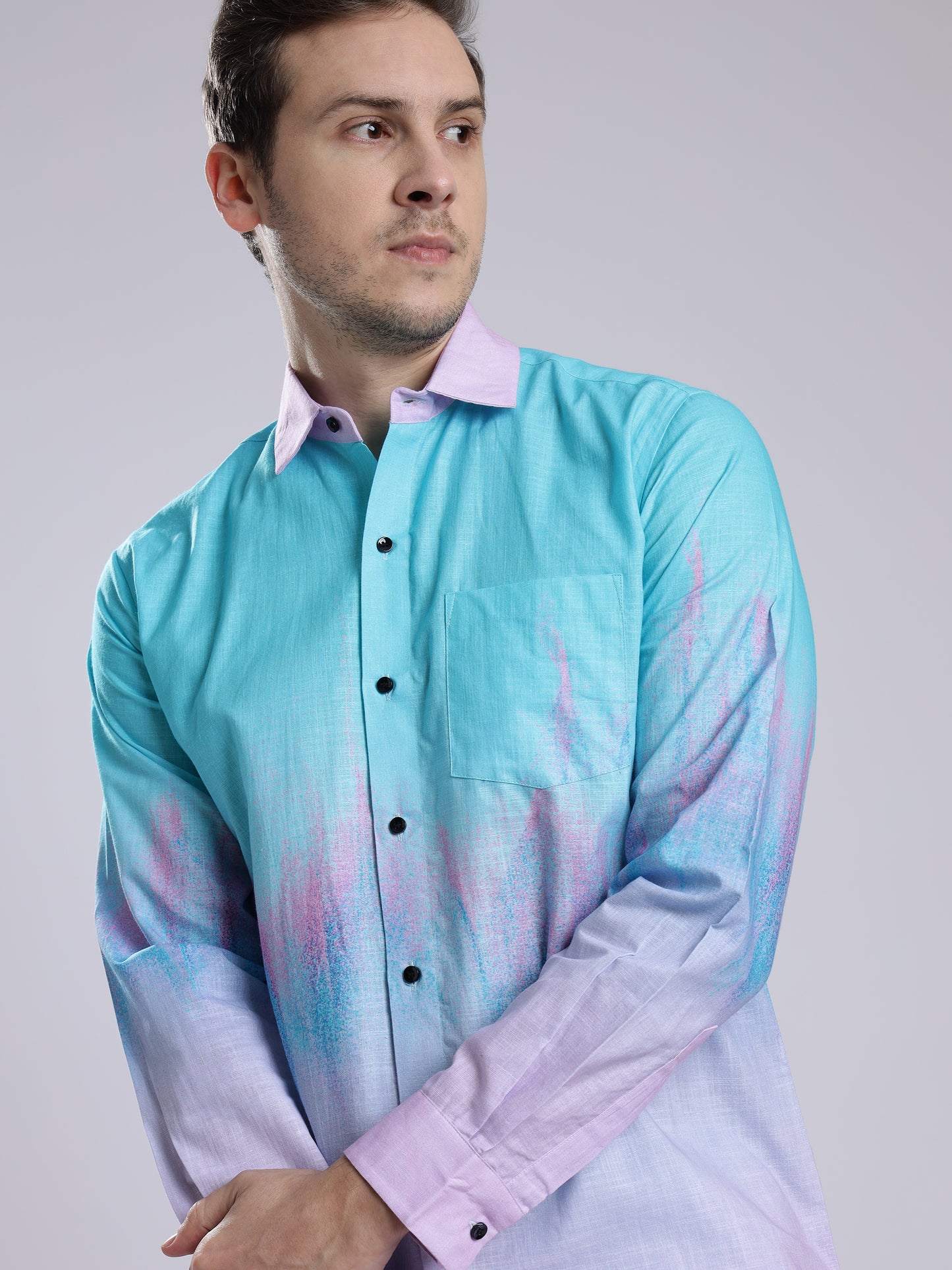 Step Four color Tie Dye Print  Linen Men's Shorts Co-Ord Set by Brand Black Jack