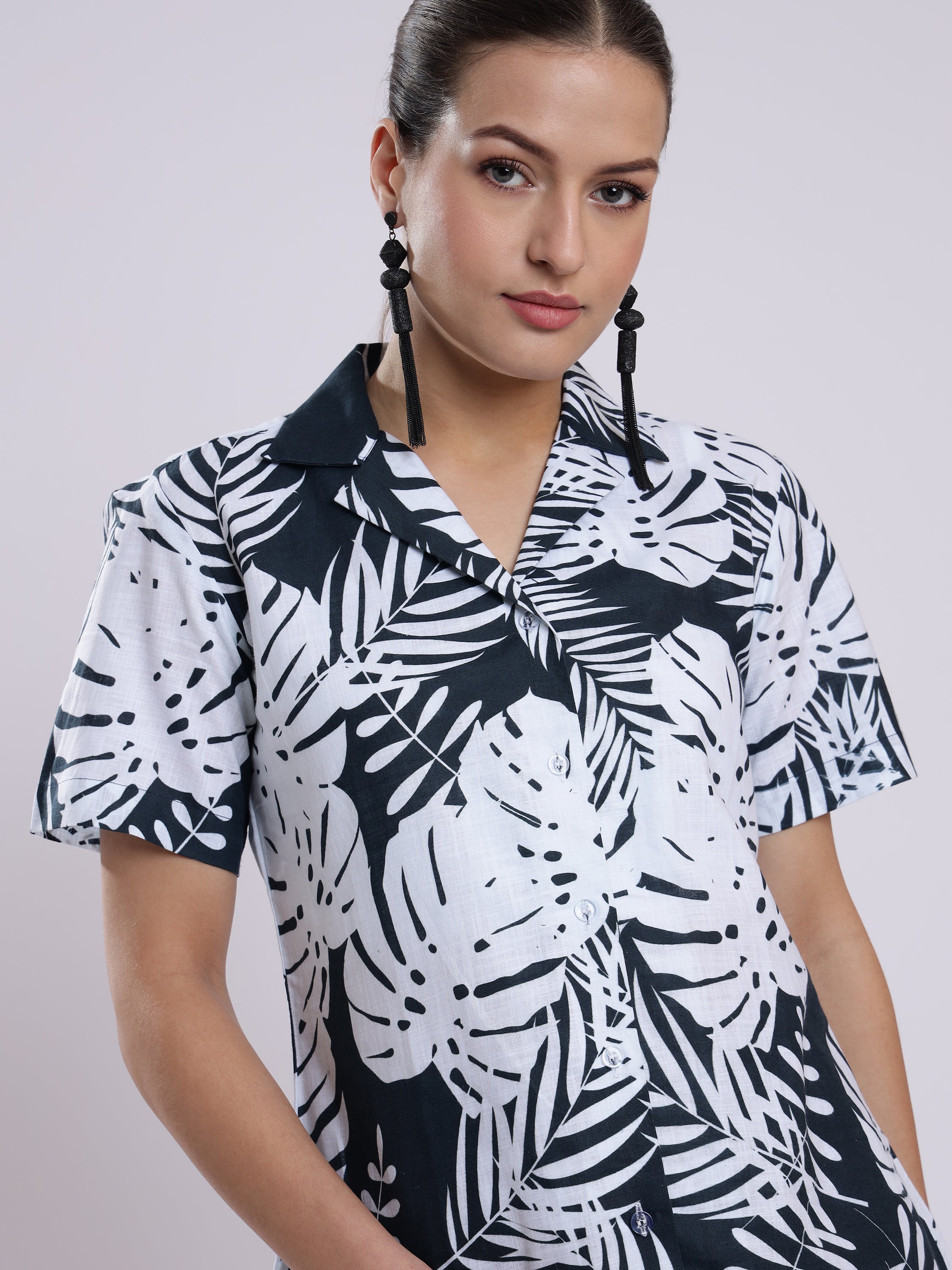 White Leaf Linen Women Shorts Co-Ord Set by Brand Black Jack