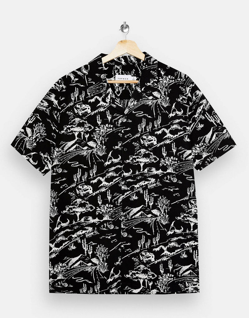 Prairie Print Revere Shirt In Black Color Shirt