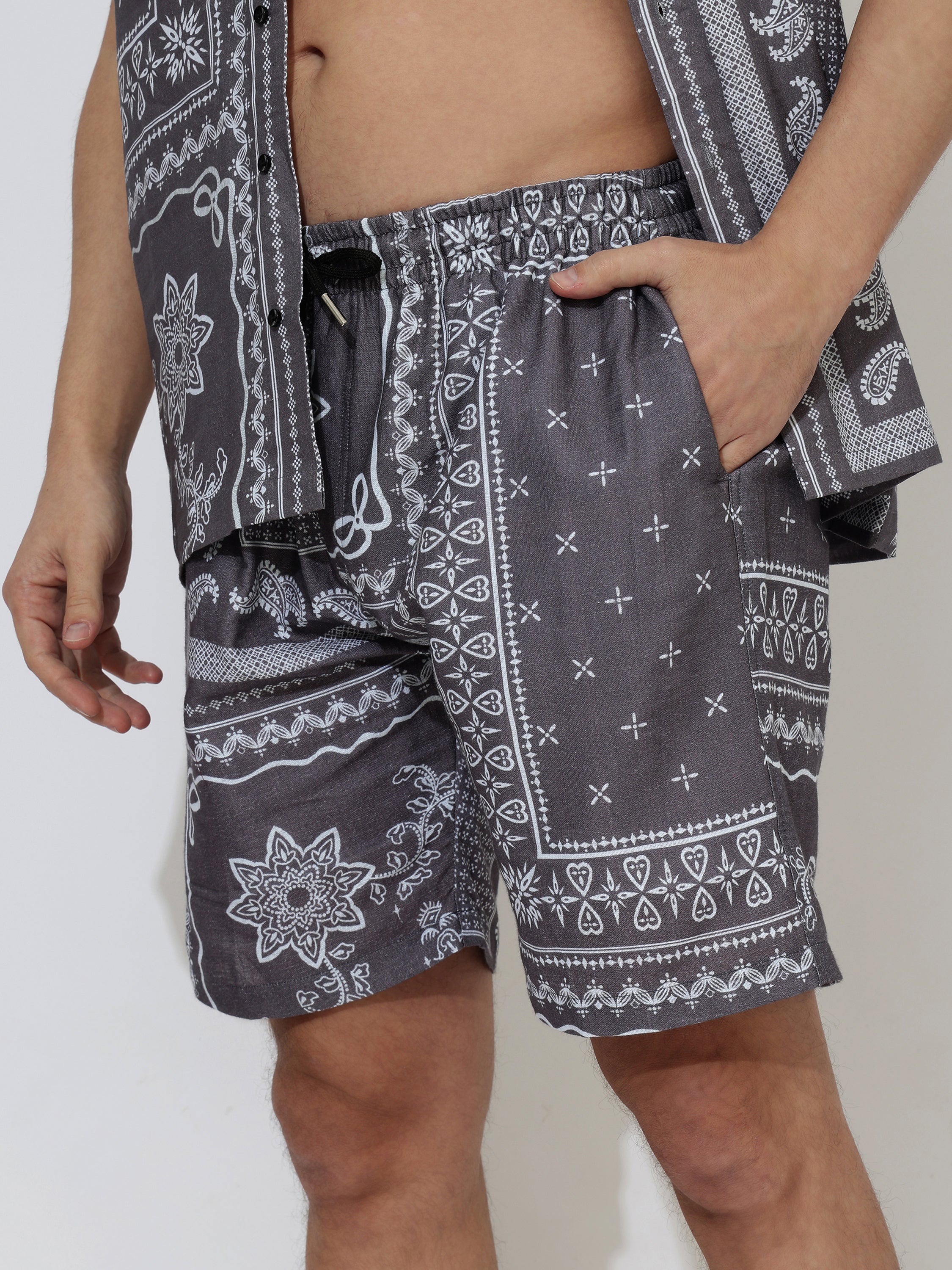 Cherito Linen Men's Shorts Co-Ord Set by Brand Black Jack