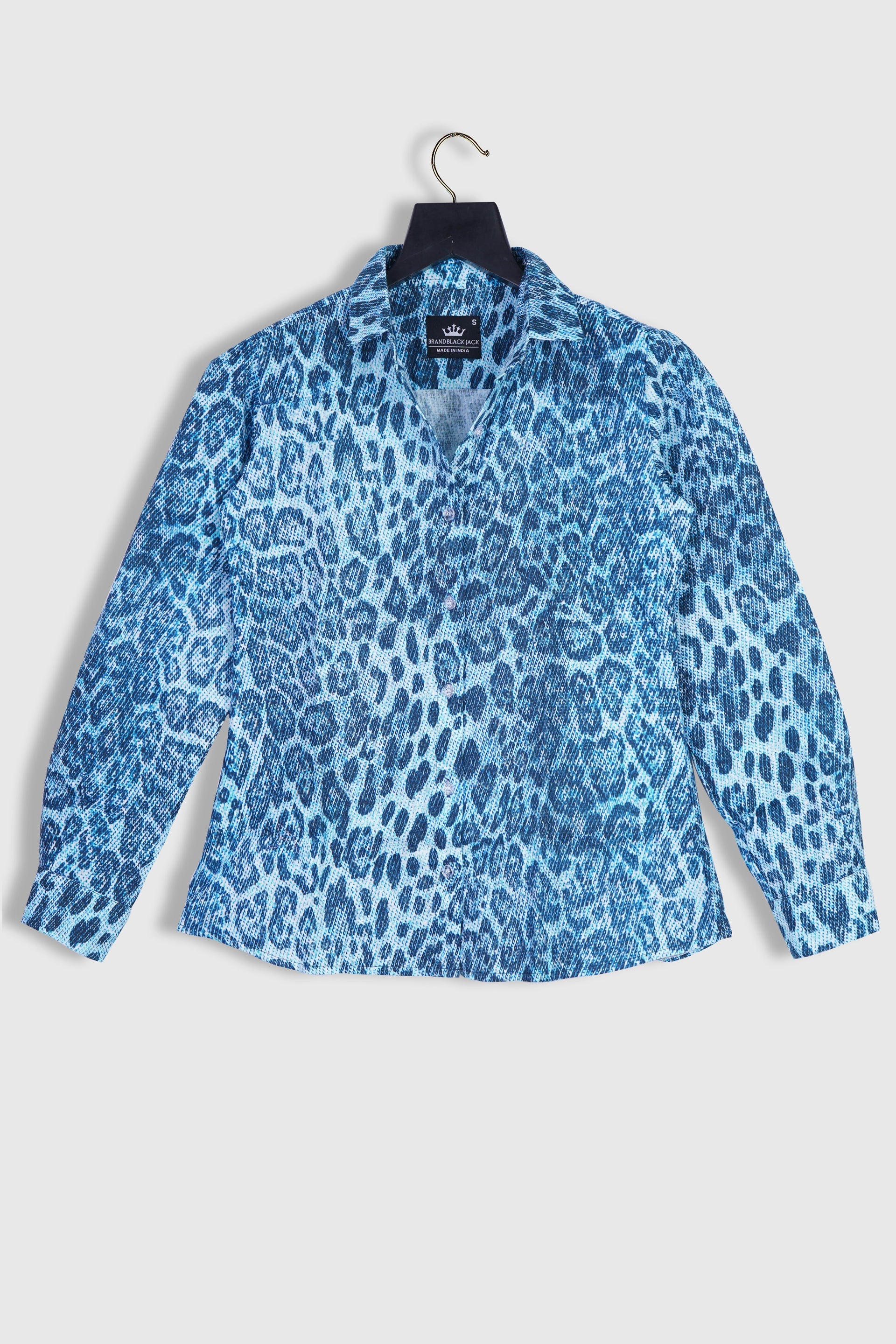 Linen Seamless pattern fashion style, Animal print, Faded effect skin leopard, cheetah or panther, Abstract indigo pattern, Blue color,  jeans texture for design prints Printed Shirt By Brand Black Jack