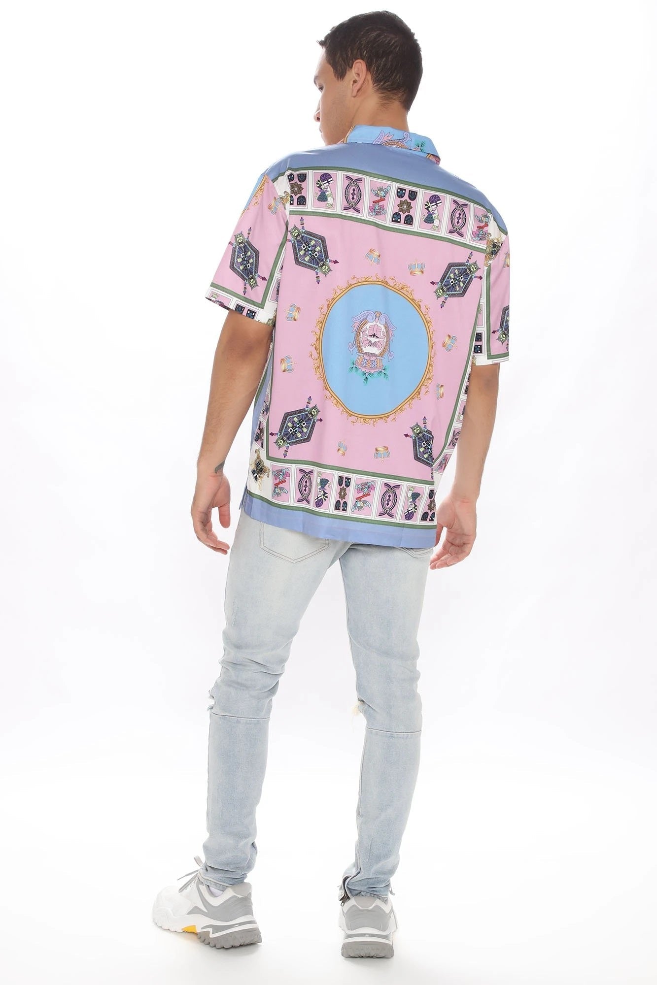 Black Jack Vintage Pastel Print Short Sleeve SHIRT Top