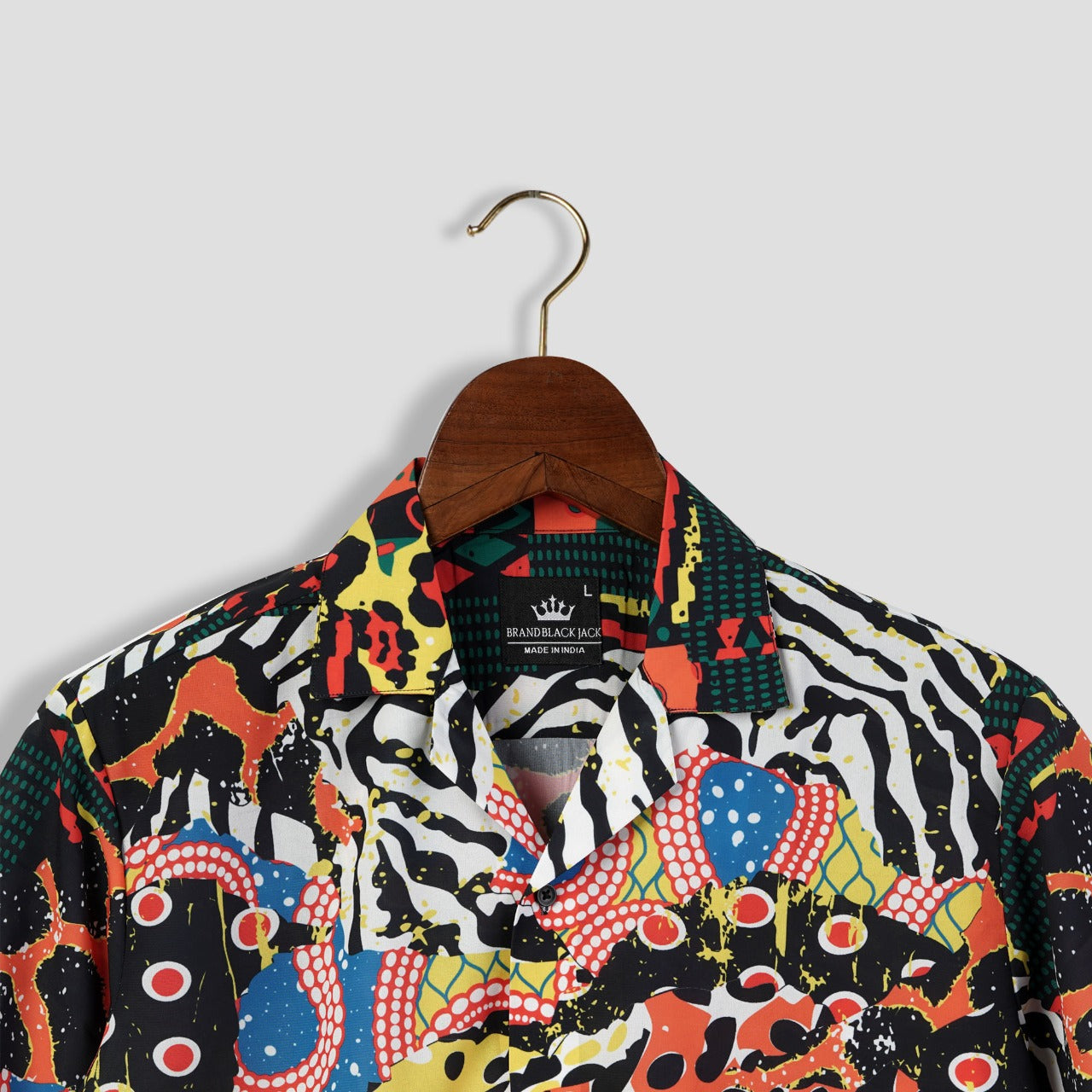 Traditional African Wild Animal Skins Pattern Mens Printed Shirt by Black Jack
