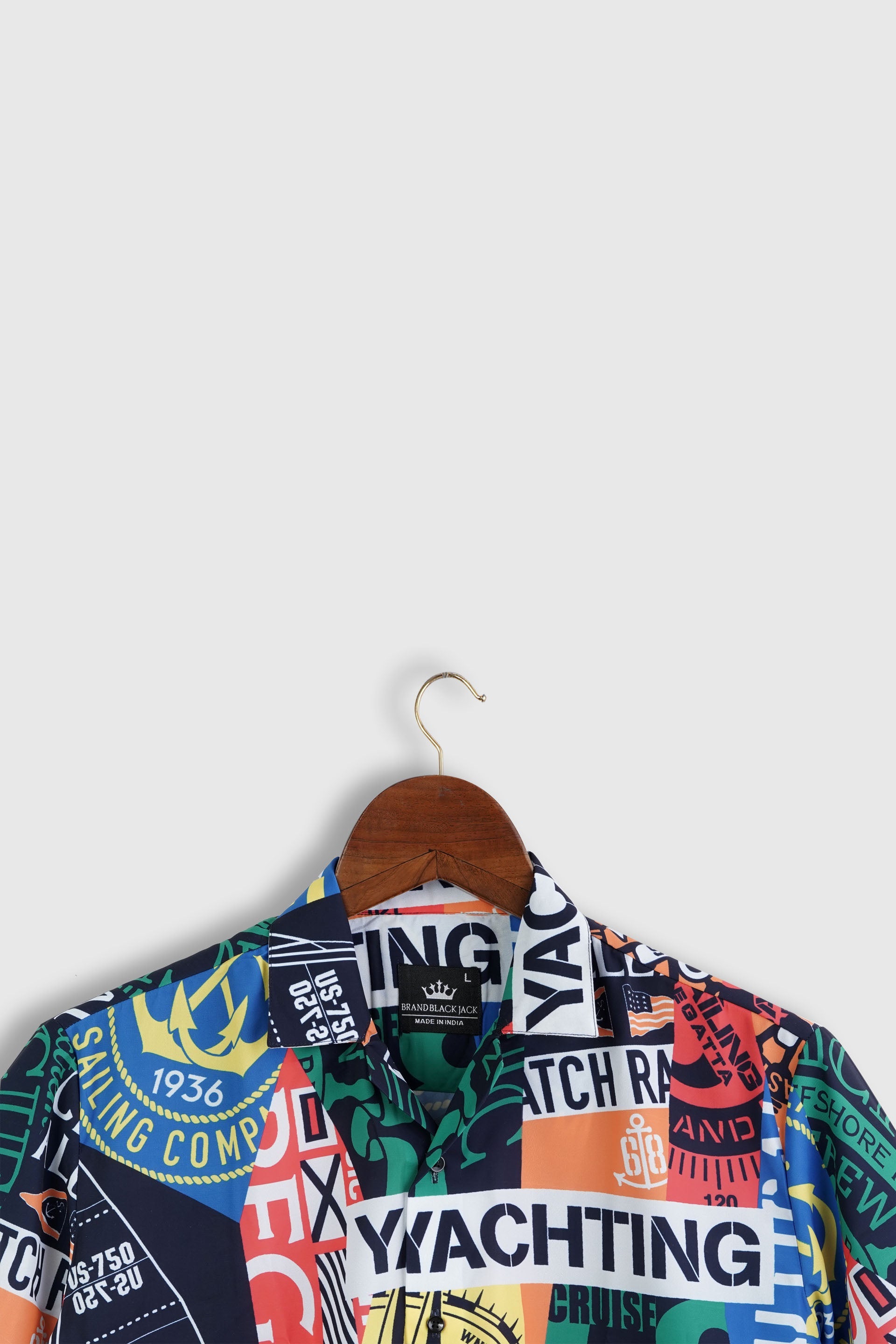 Nautical Style Marine Sailing Vintage Printed Mens Shirt by Black Jack for Worldwide Trip