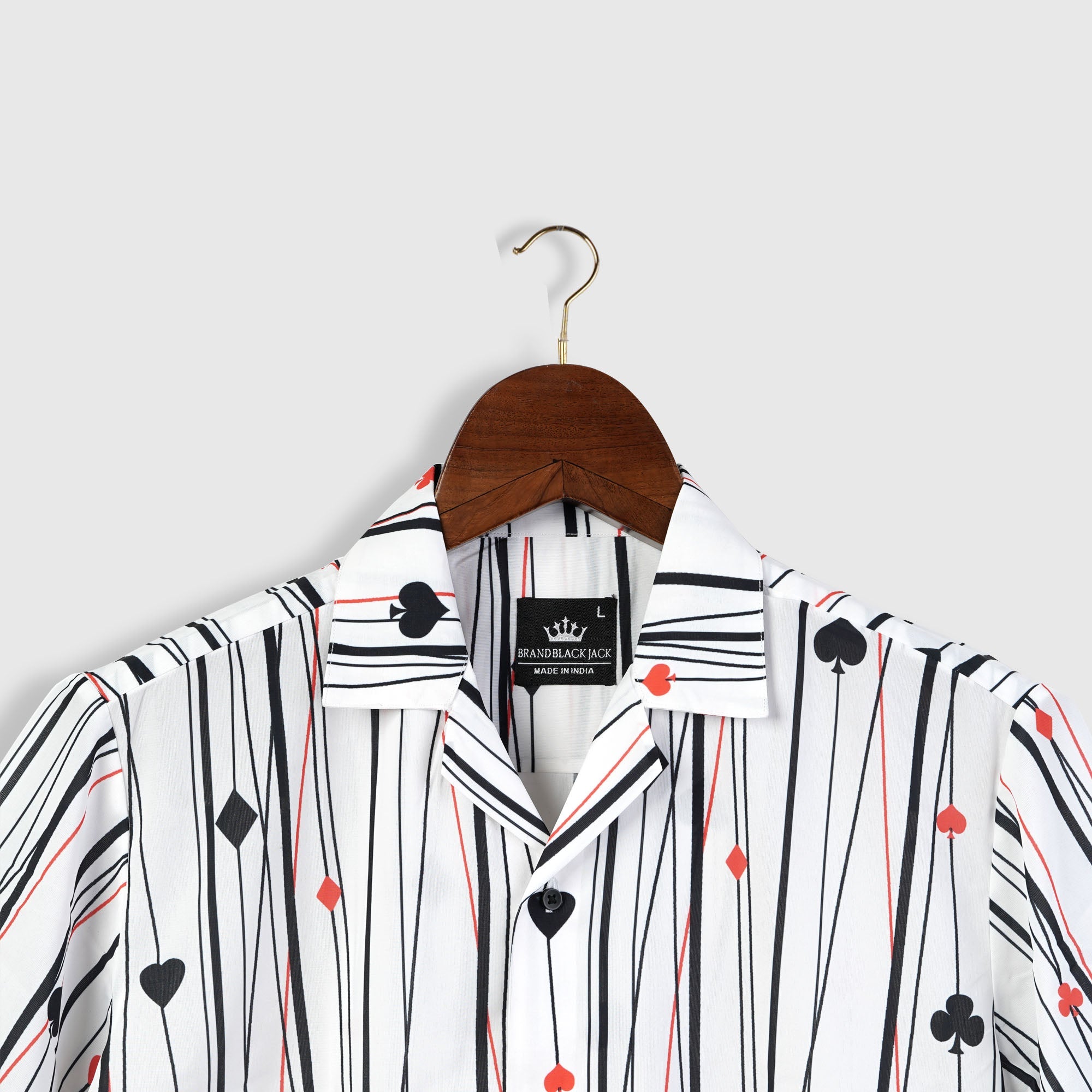 Cuban Abstract poker Print Striped Style Mens Printed Shirt by Black Jack