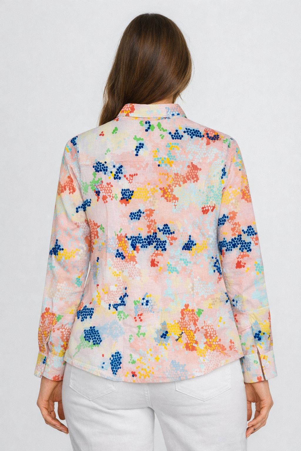 Abstract Animal Skin Leopard, Jaguar, Cheetah, Panther Fur Printed Women Linen Shirt Tops by Brand Black Jack