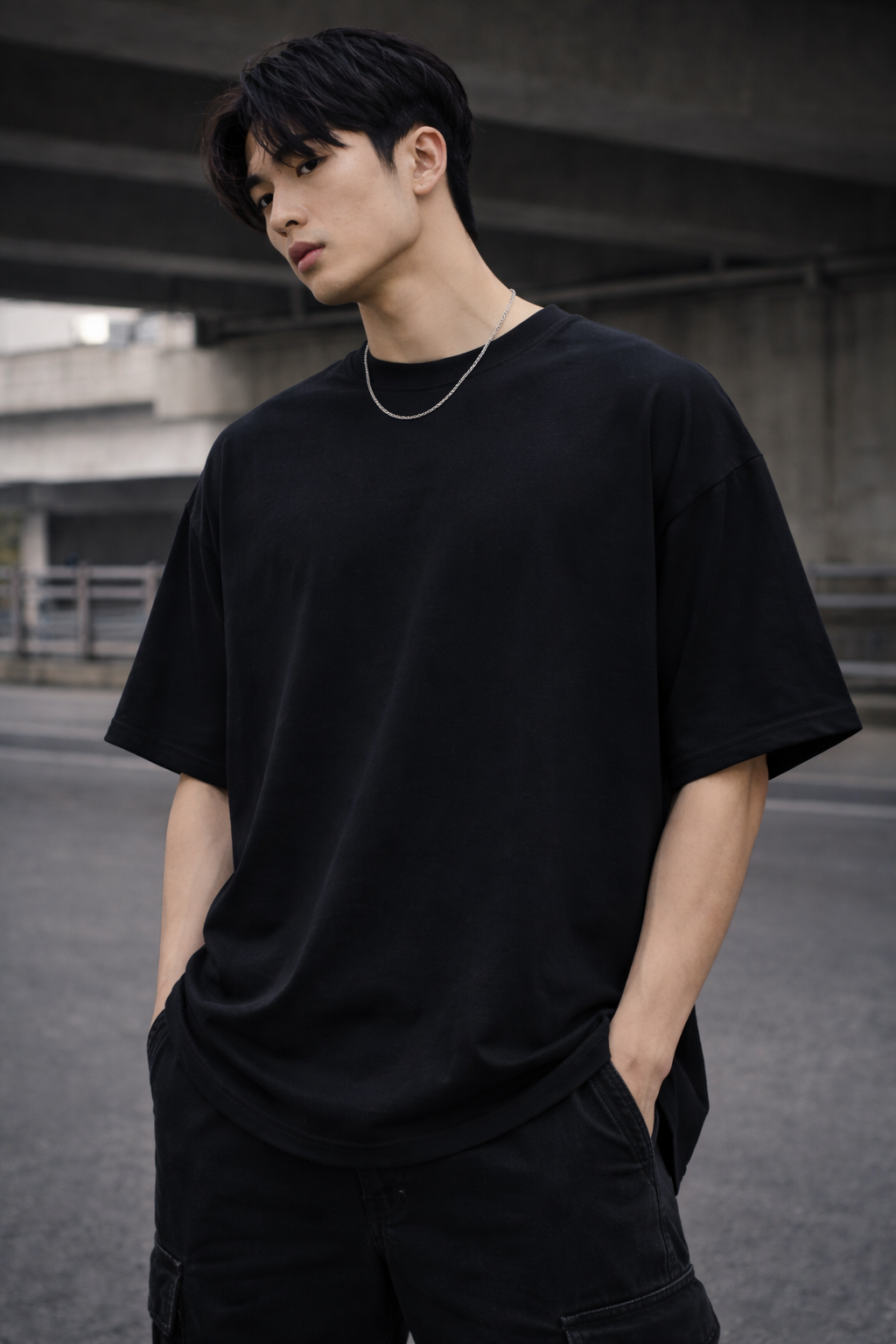 Fearless Samurai Anime Oversized T-Shirt – Premium Drop Shoulder Black