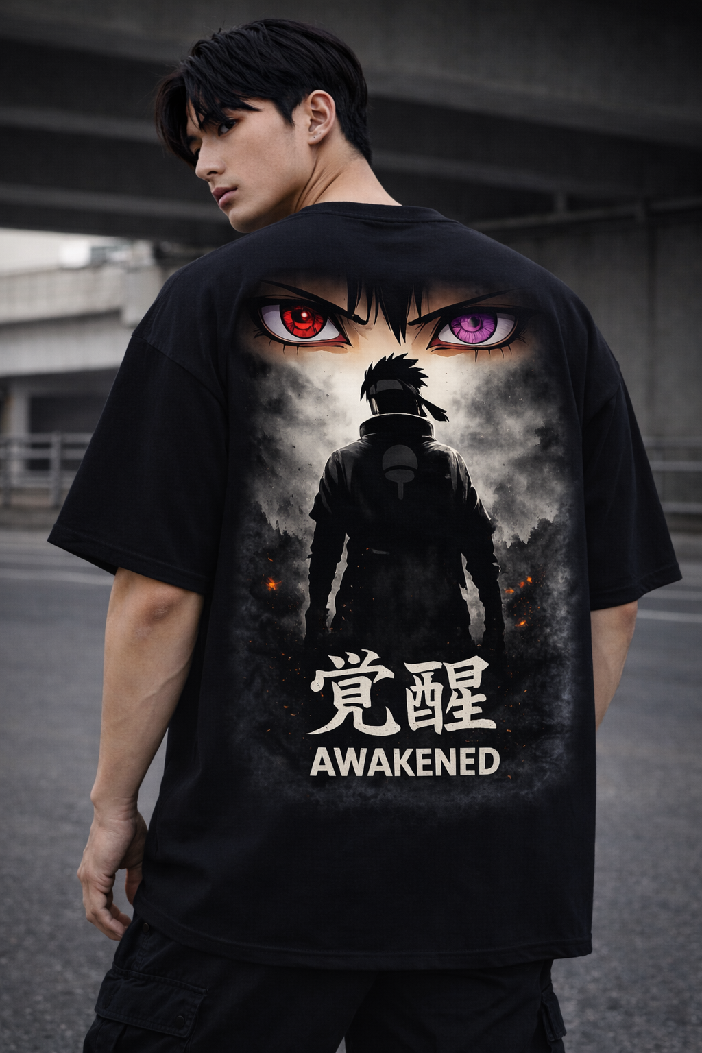 Awakened Anime Oversized T-Shirt – Drop Shoulder Black