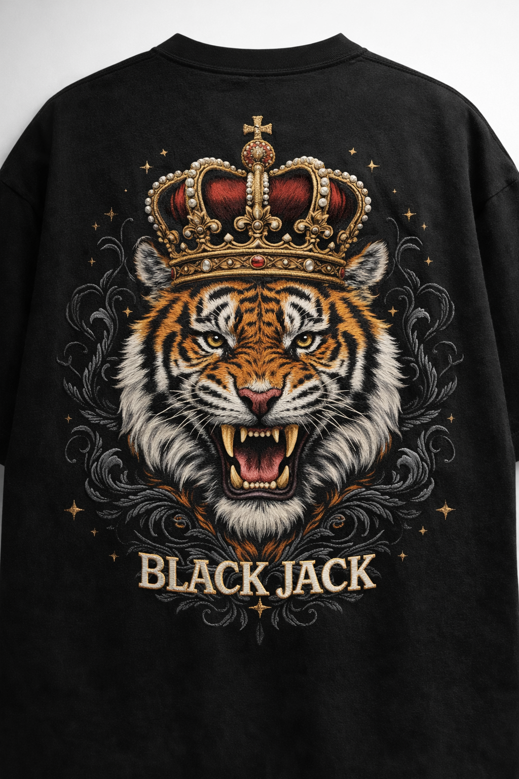 Black Jack Royal Tiger Crown Oversized T-Shirt – Premium Heavyweight Streetwear