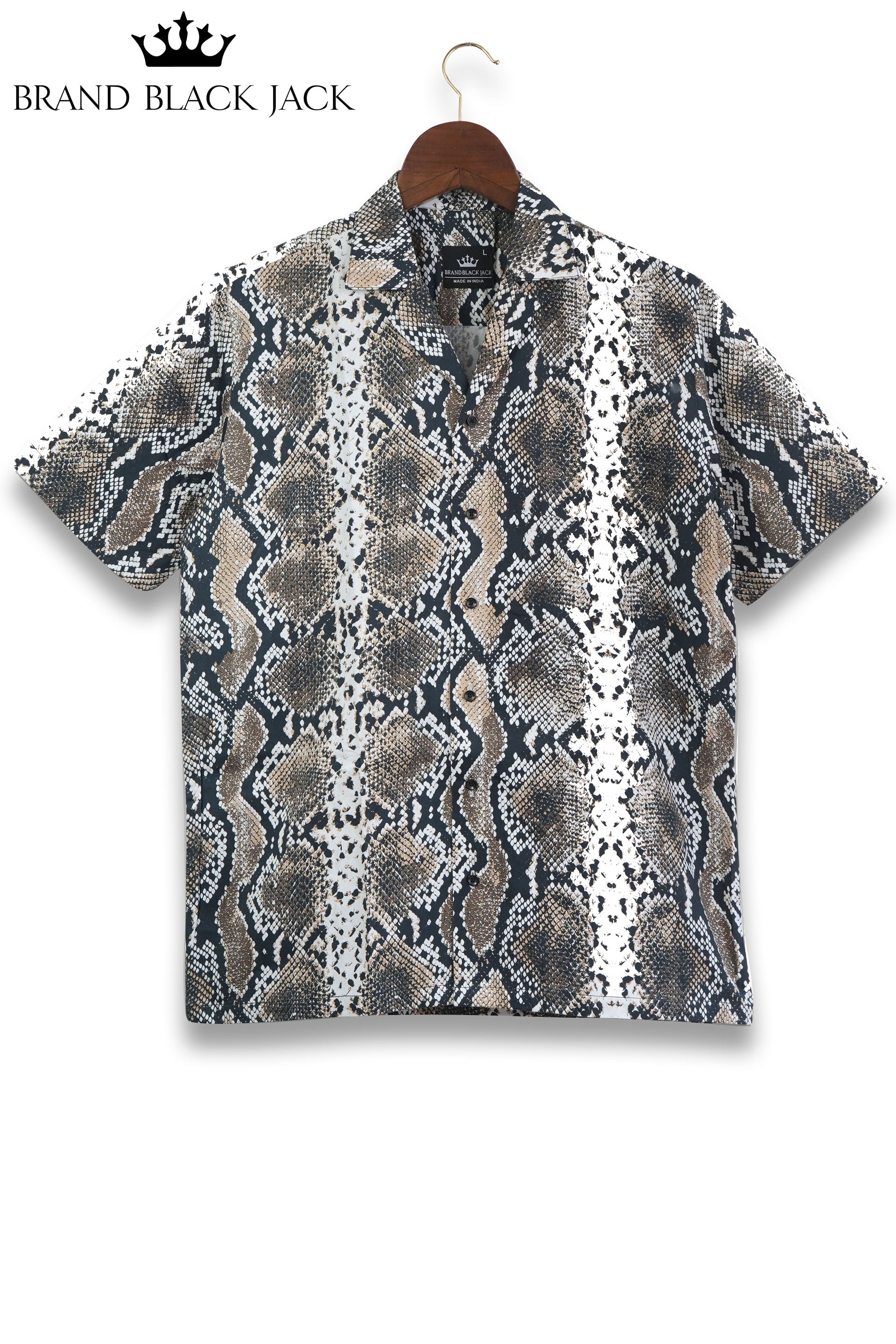 Cuban Style Snake Pattern Mens Printed Premium Cotton t-shirts by Black Jack