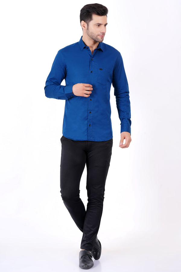 Nevy Blue Color Men's Cotton Shirt Full Sleeve Plain Shirts For Men