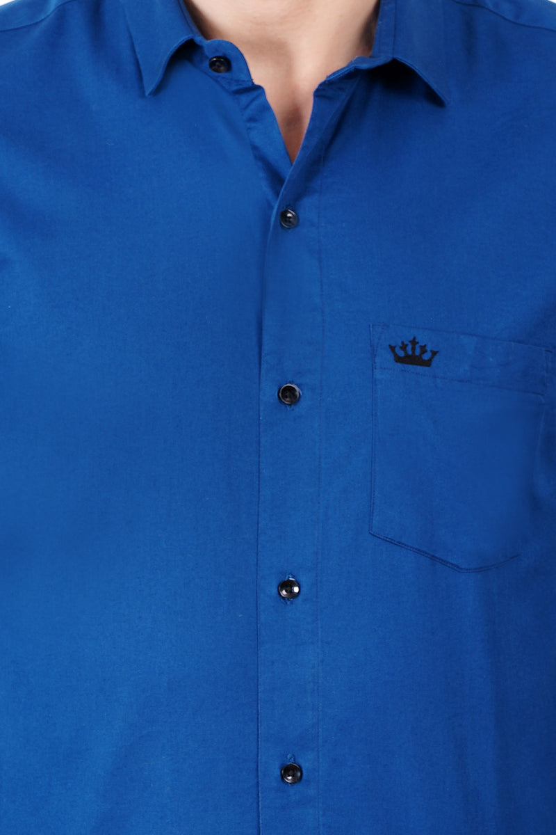 Nevy Blue Color Men's Cotton Shirt Full Sleeve Plain Shirts For Men