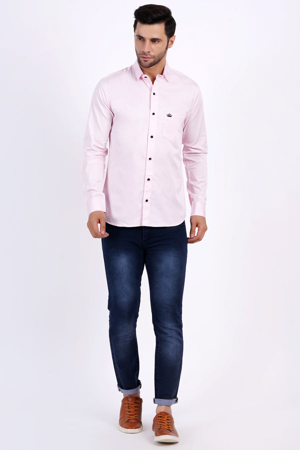 Light Pink Color Men's Cotton Shirt Full Sleeve