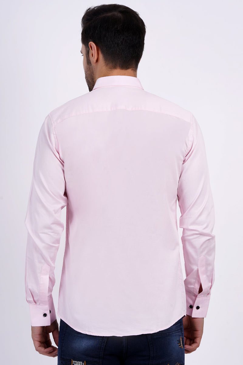 Light Pink Color Men's Cotton Shirt Full Sleeve Plain Shirts For Men