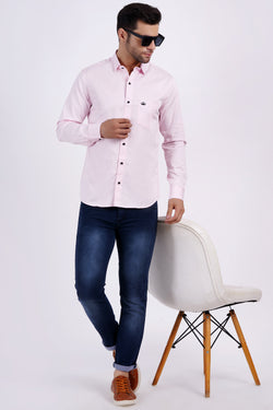 Light Pink Color Men's Cotton Shirt Full Sleeve Plain Shirts For Men