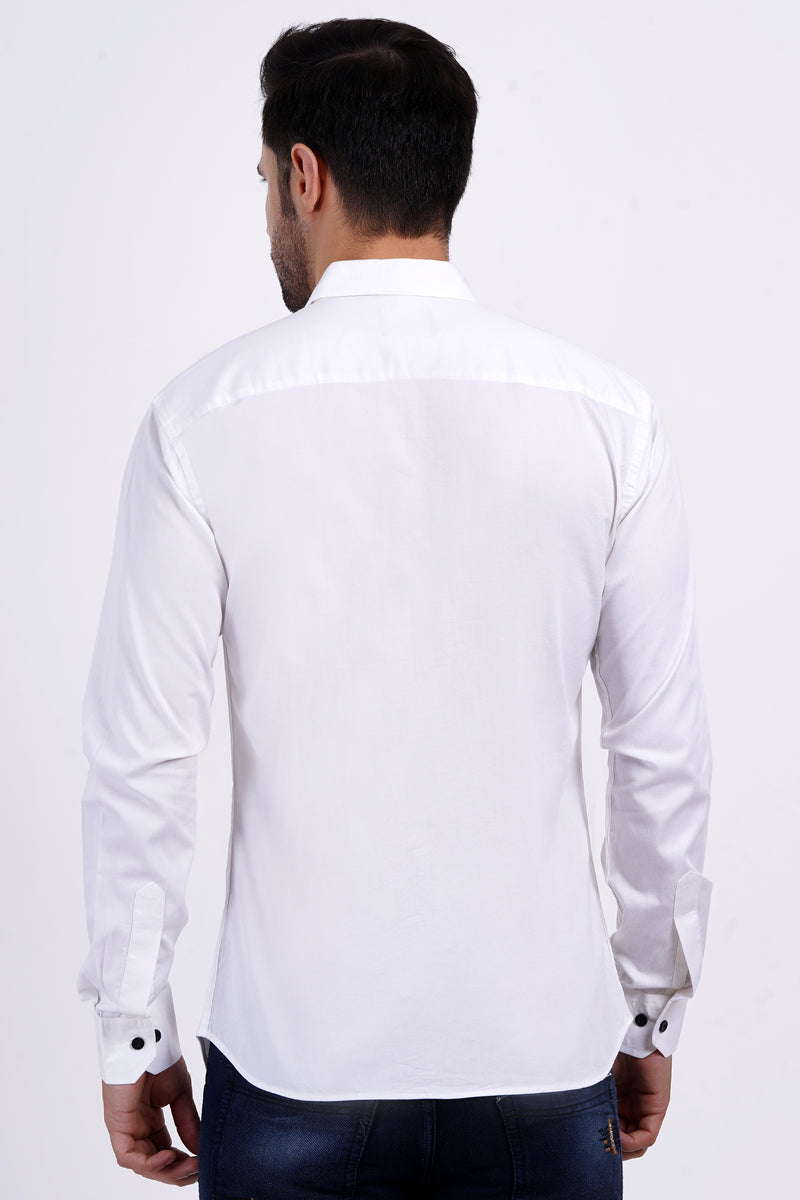 White Color Men's Cotton Shirt Full Sleeve Plain Shirts For Men