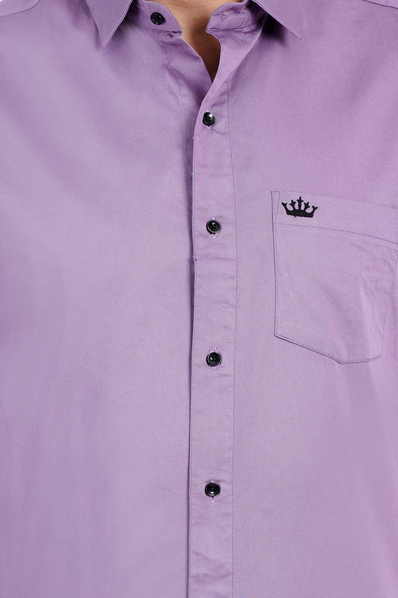 Purple Color Men's Cotton Shirt Full Sleeve Plain Shirts For Men
