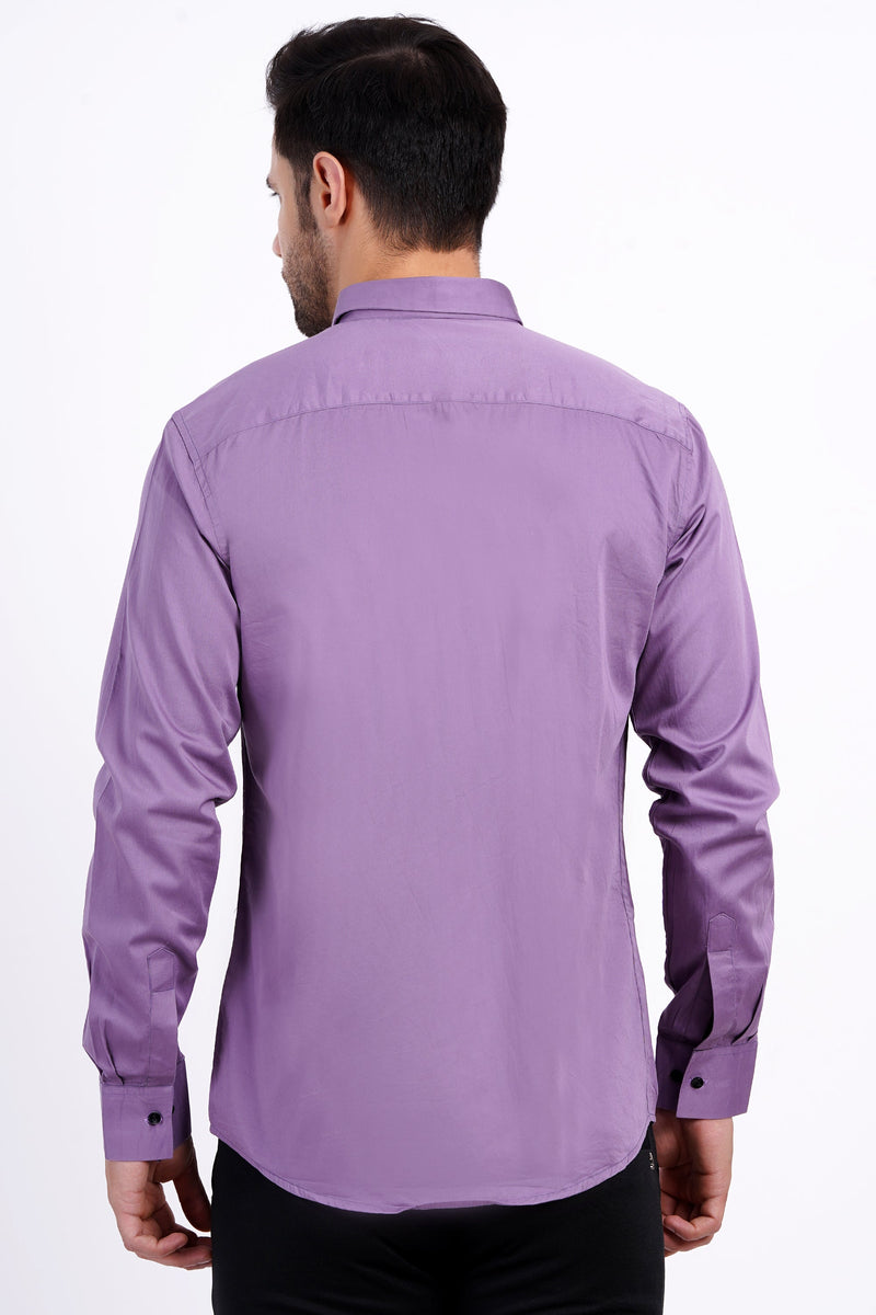 Purple Color Men's Cotton Shirt Full Sleeve Plain Shirts For Men