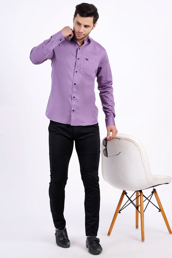 Purple Color Men's Cotton Shirt Full Sleeve
